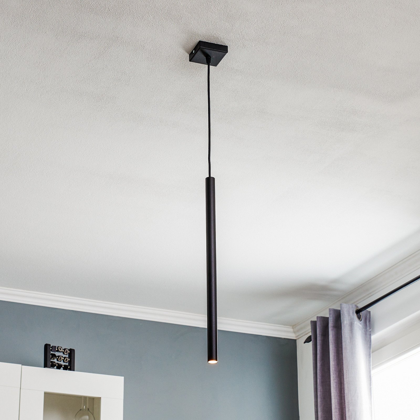 SOLLUX LIGHTING Lampă suspendată Thin negru 1 bec - Camera de zi / sufragerie - modern - Metal