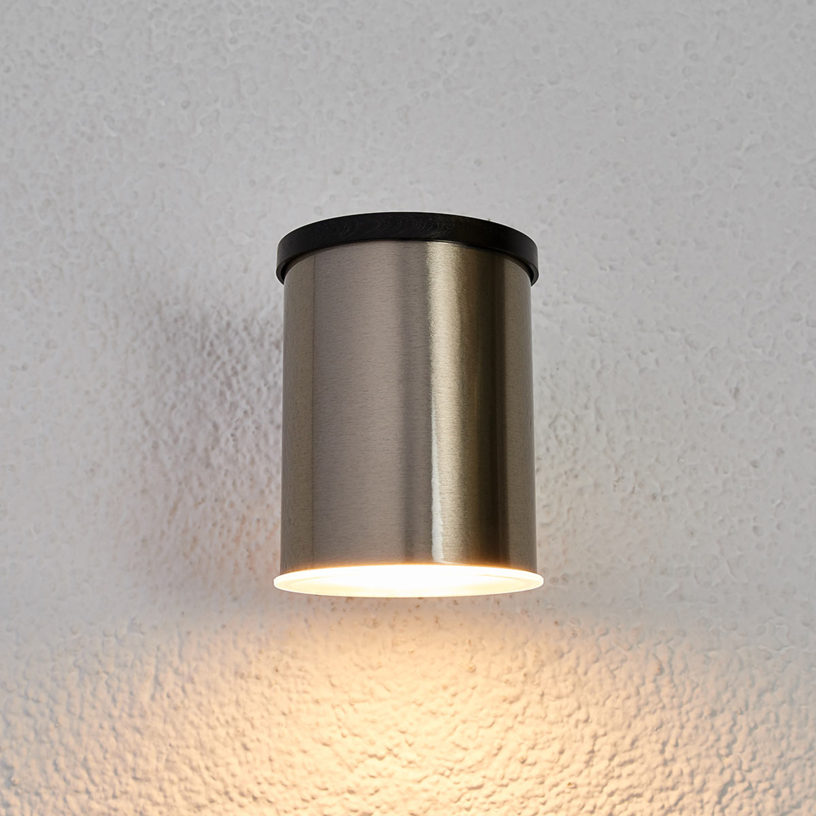Lindby Tyson LED solar outdoor wall light, round, clear, stainless steel, plastic, 0.4 W, energy efficiency: A+, W: 8 cm, H: 10.3 cm