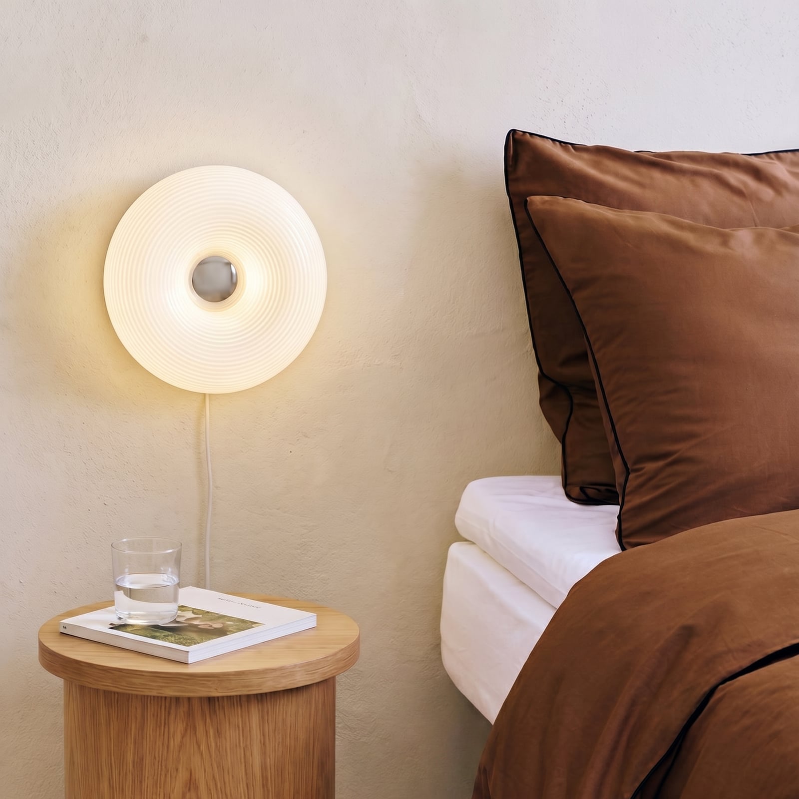 Aplicación de mesa/pared LED Lindby Fjora, blanco/cromo, Ø 30 cm, atenuable.