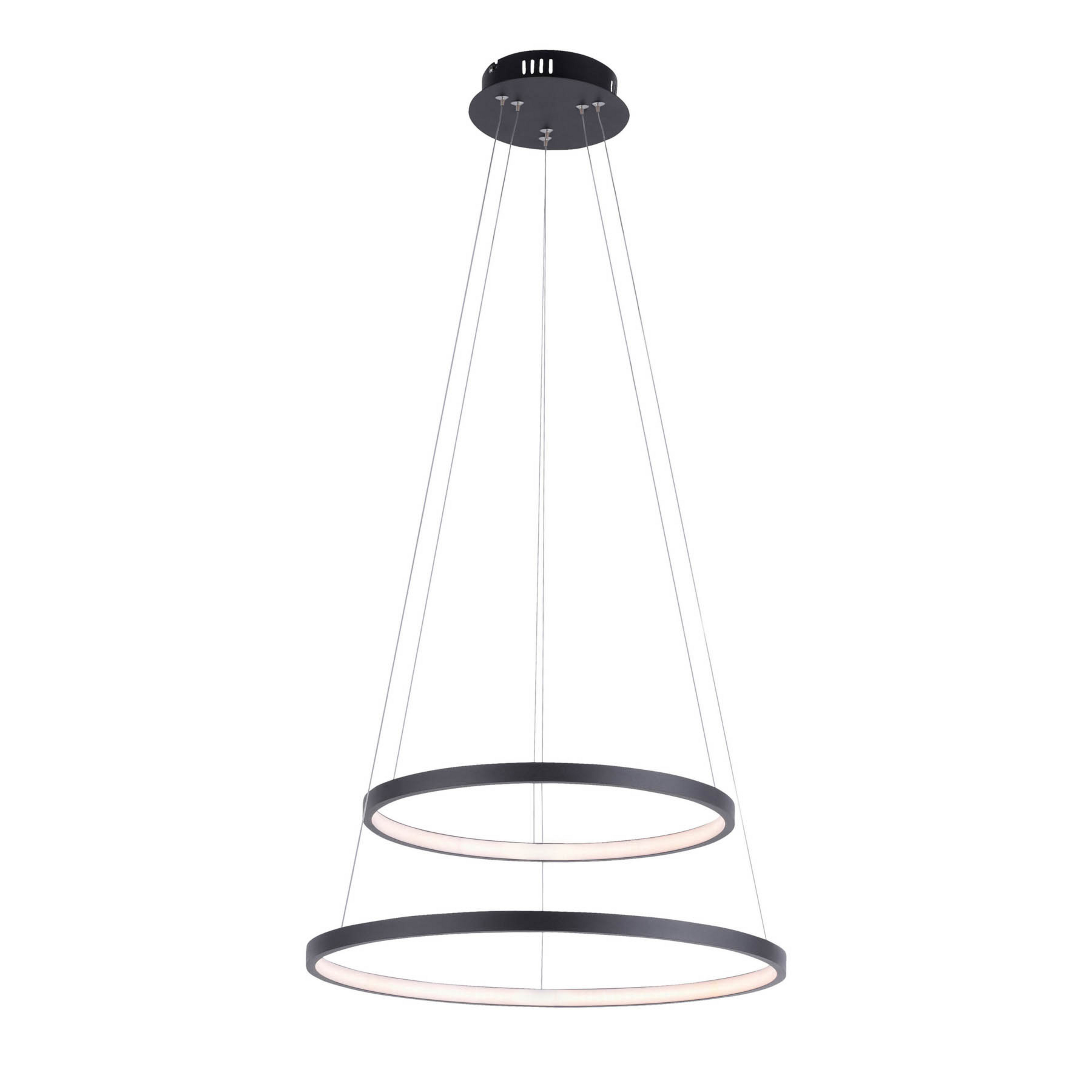 LED-Hängeleuchte Circle, anthrazit, zweiflammig