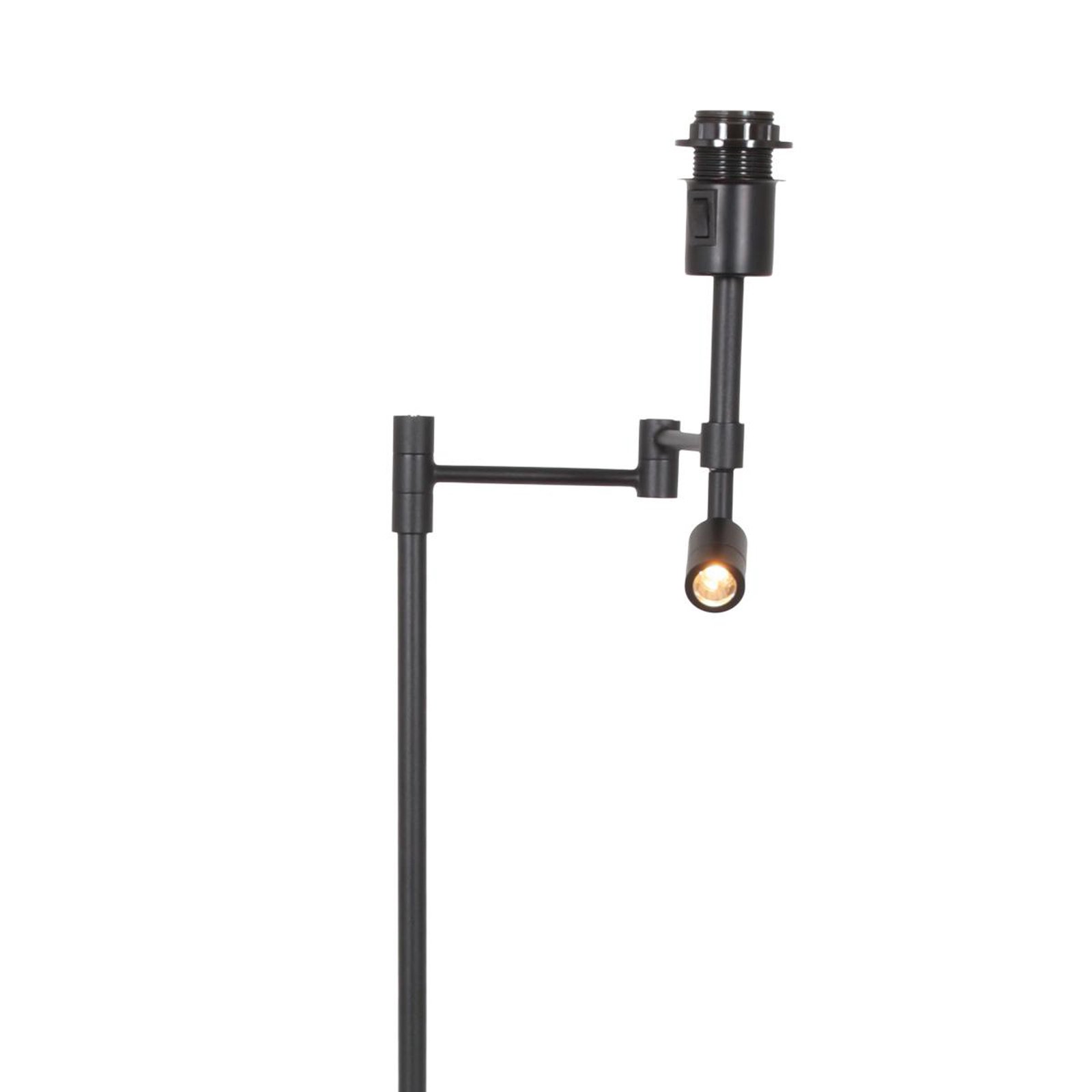 Stang gulvlampe, LED-læselampe, sort/naturligt fletværk