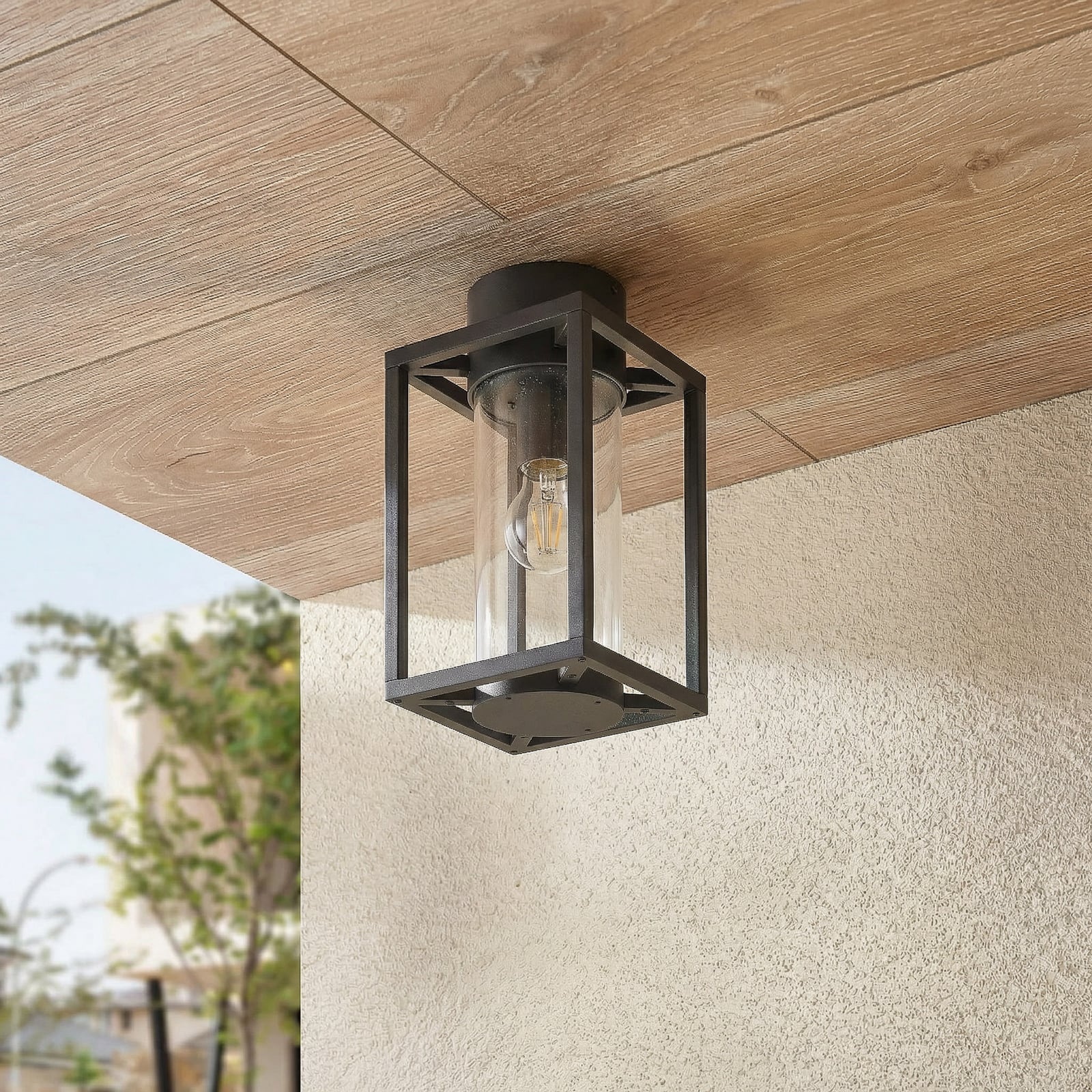 Lucande, plafón para exterior Ferda, 29 cm, antracita, IP44