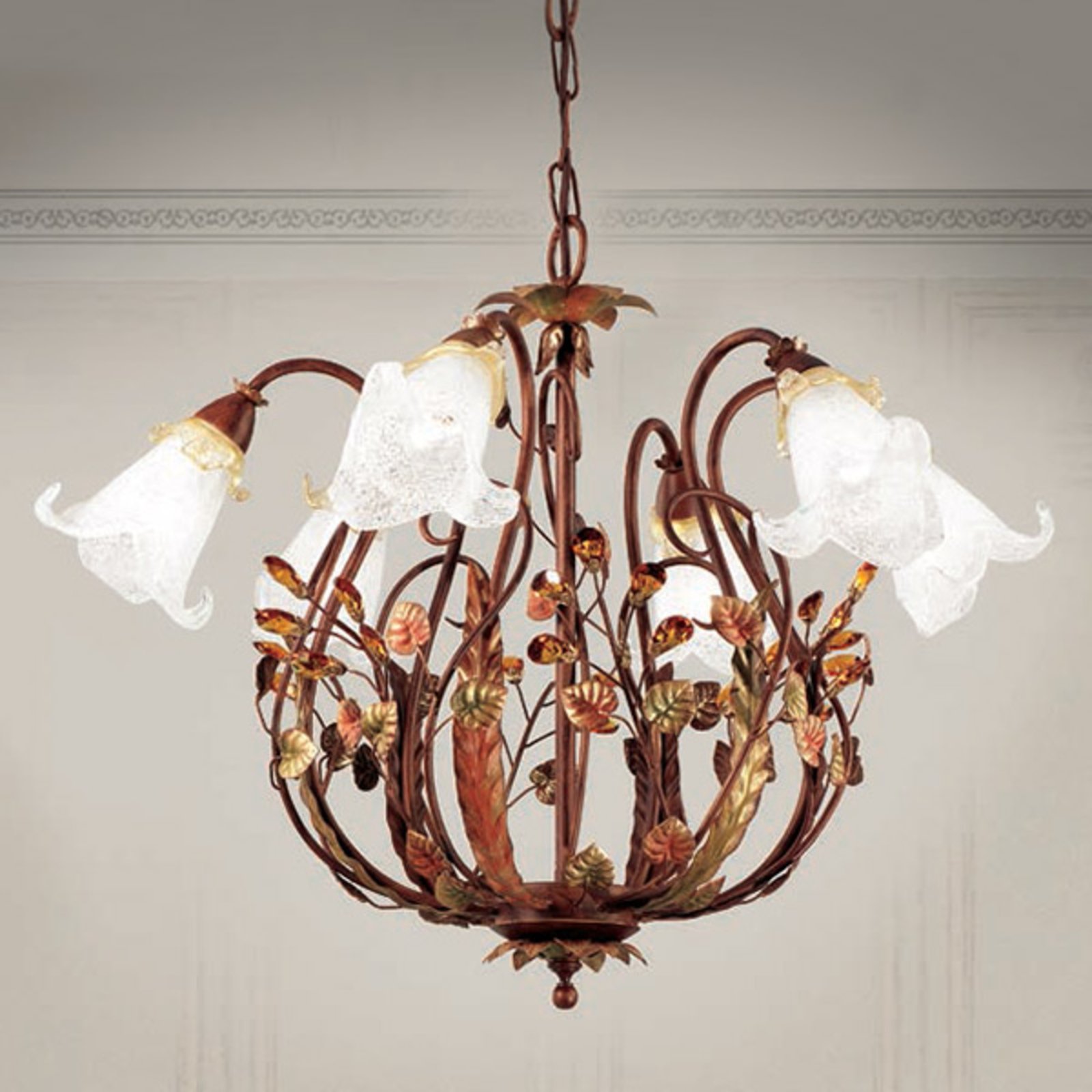 Florentine style hanging light Zarah, six-bulb