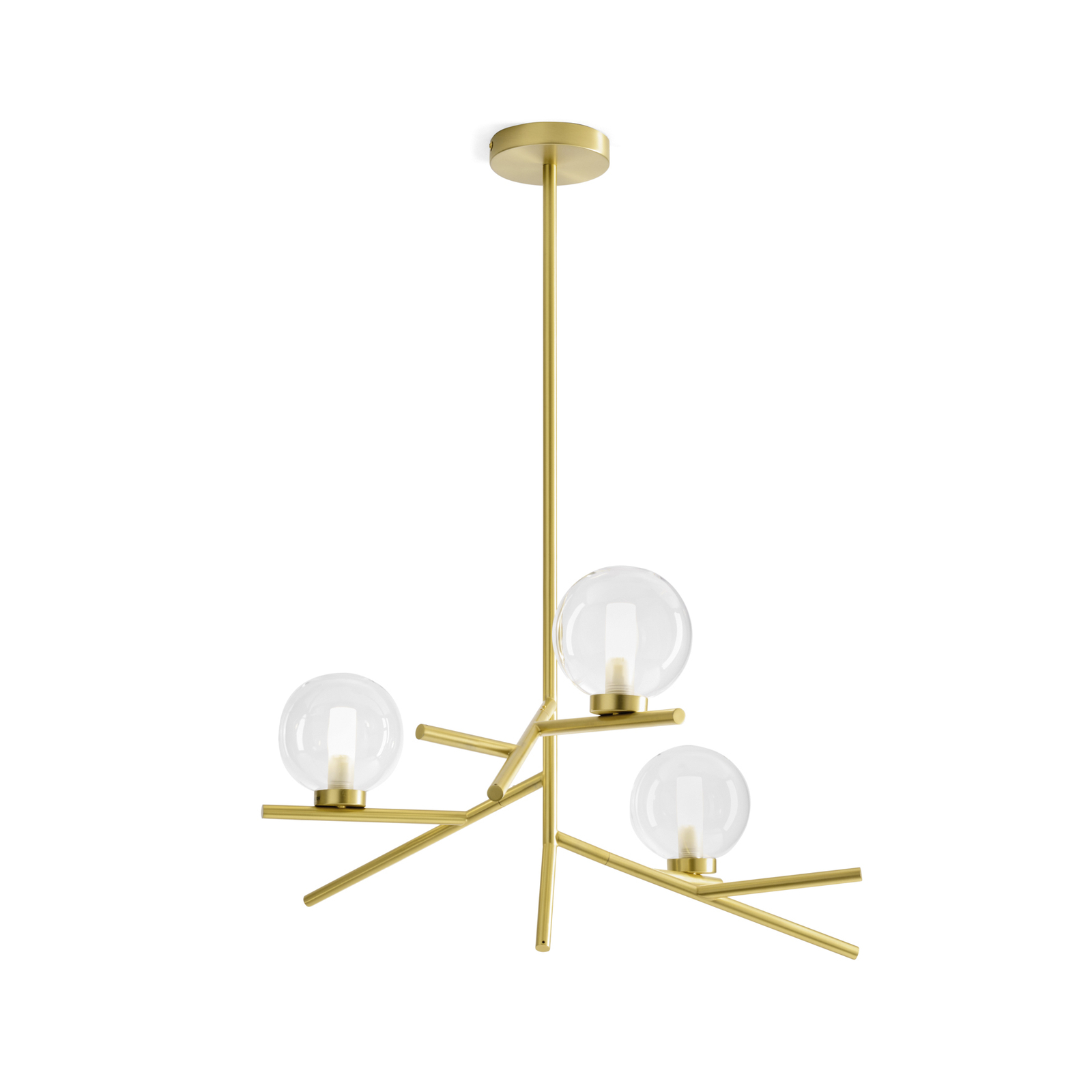 Hanglamp Camely, goud geborsteld/helder, 3-lamps