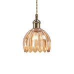 Lampada a sospensione Gota, ottone anticato/ambra, vetro, Ø 13 cm, spina -