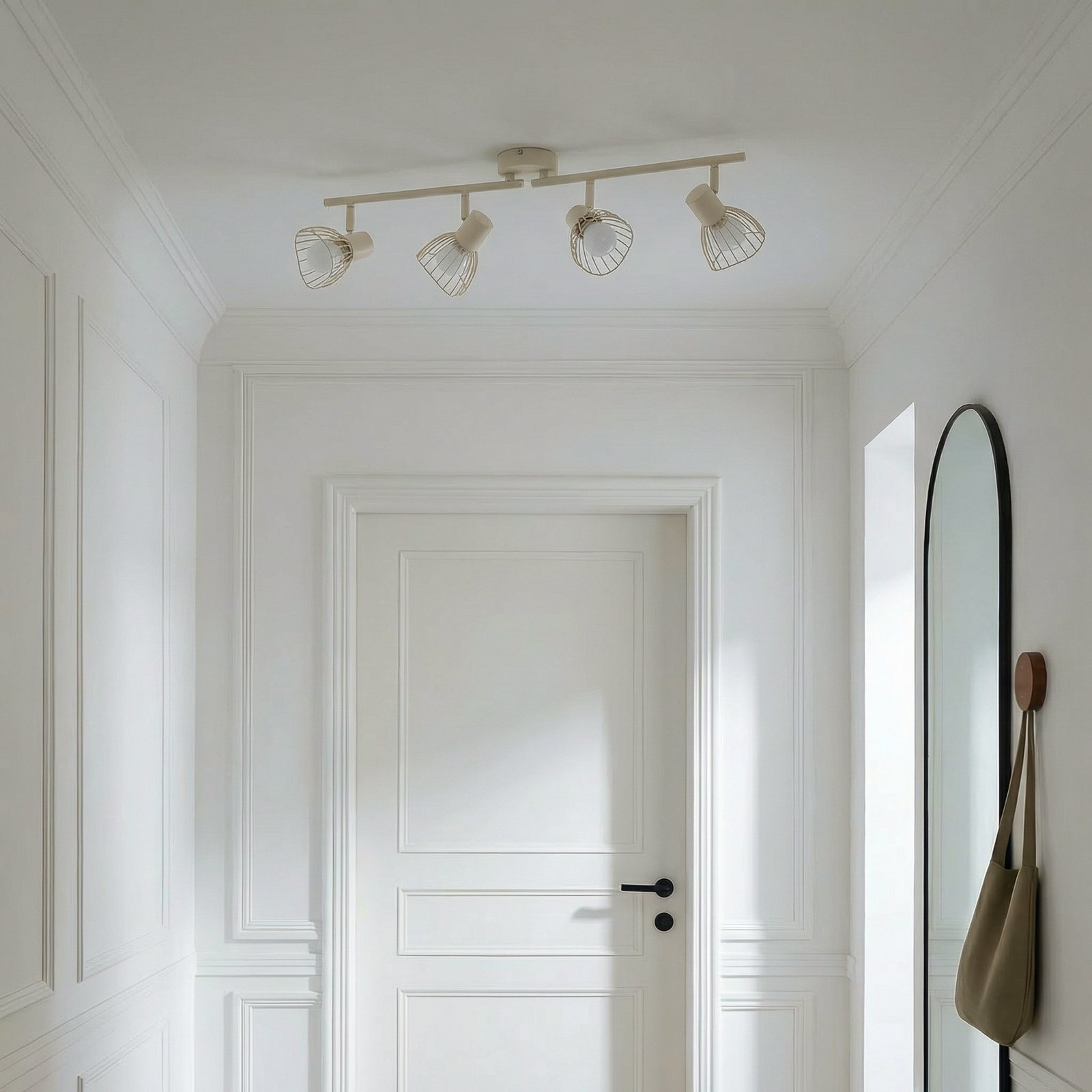 Lindby Piena ceiling light, beige, 4-bulb, metal, 70cm