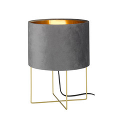 Lampada da tavolo Aura, paralume in velluto, altezza 32 cm, grigio