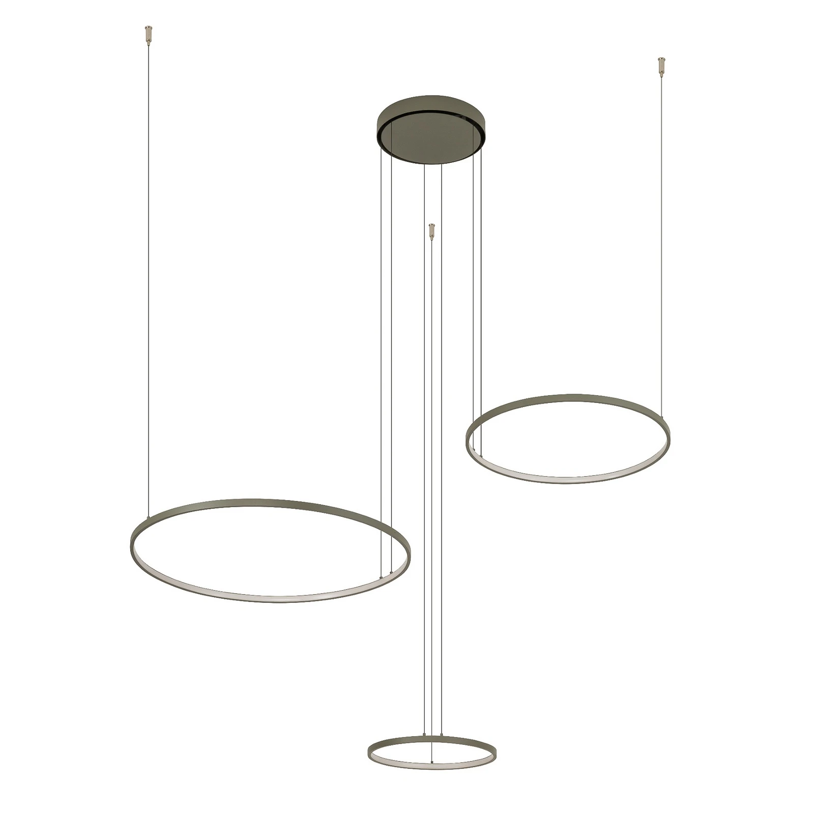 LED-hänglampa CIRCOLO, olivgrön, Ø 30/45/60 cm, 3 lampor