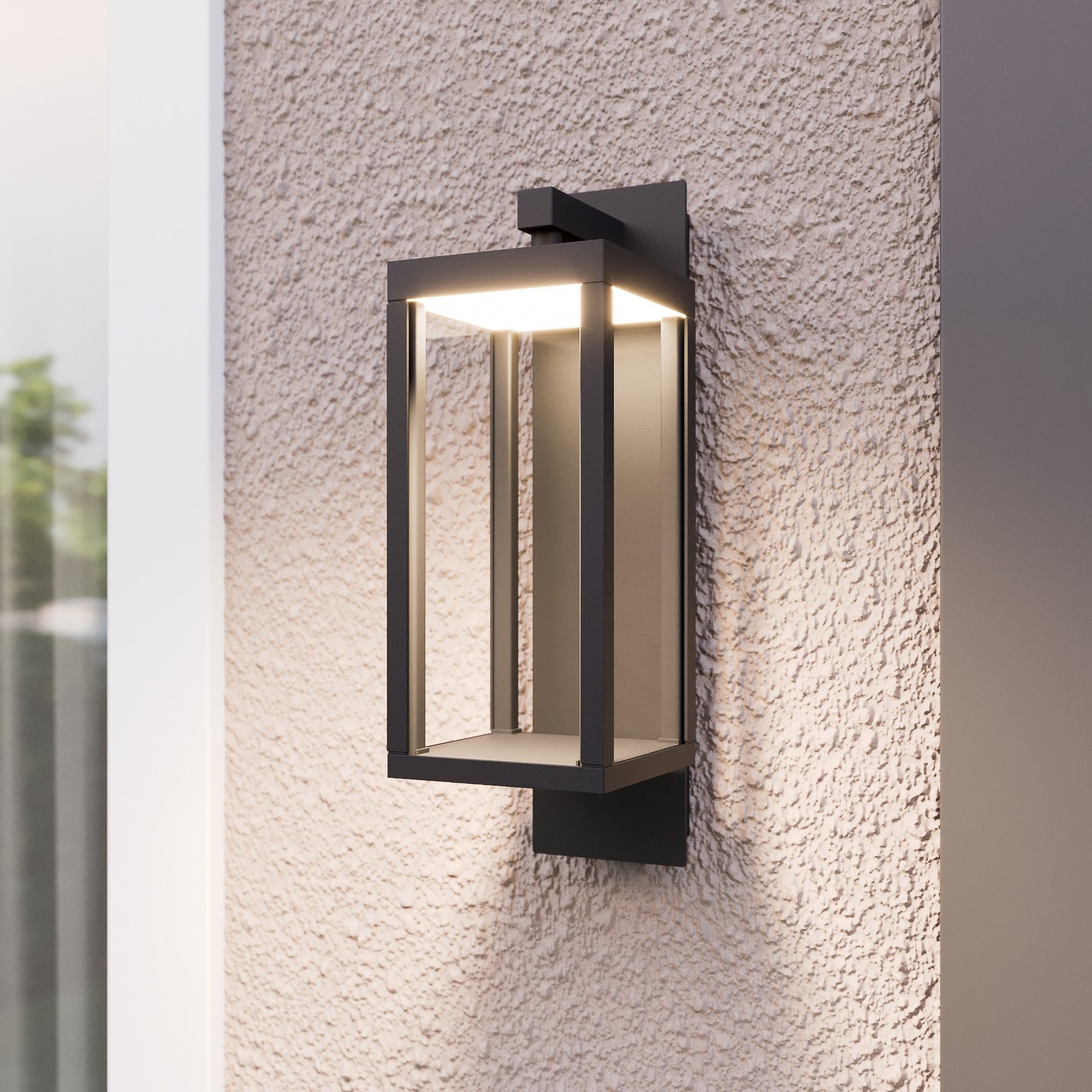 Lucande LED outdoor wall light Ferdinand, grey, metal, 38 cm