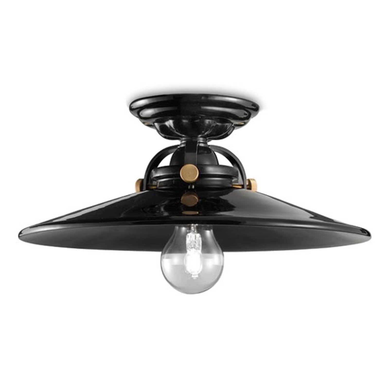 Ferro Luce Black Edoardo ceramic ceiling light, 31 cm, for Living / Dining Room, ceramic, E27, 100 W, energy efficiency: A++