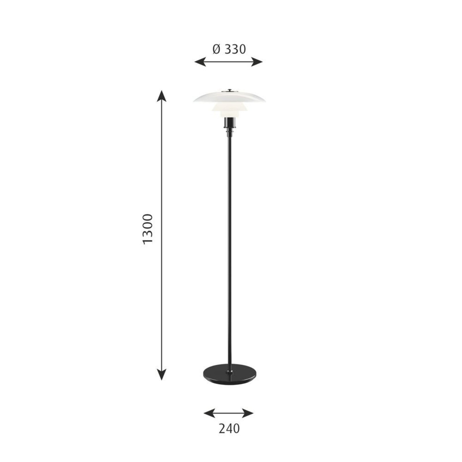 PH 3½-2½ Stojací Lampa Black Metallic - Louis Poulsen