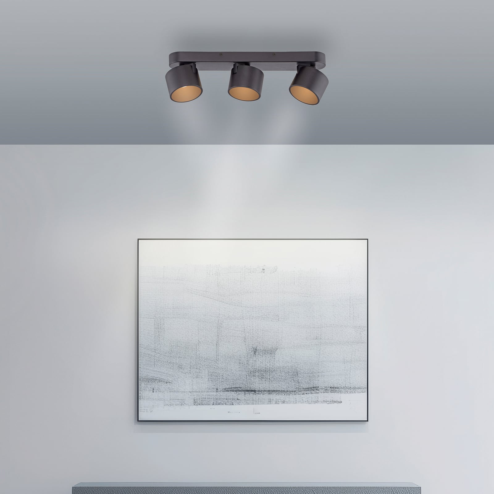 Cup LED-Deckenspot, schwarz, 56 cm, Metall 3-flg. - PURE