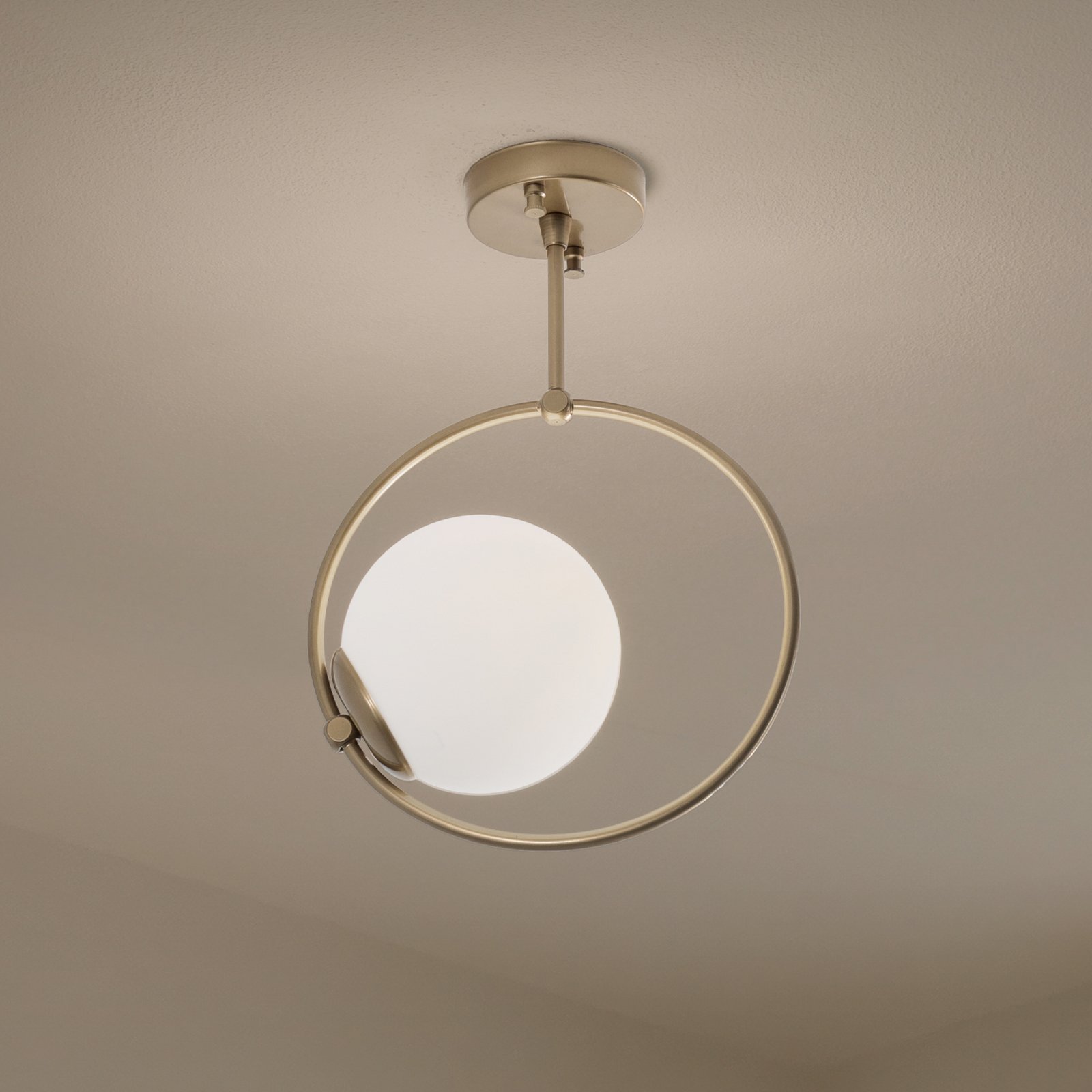 Plafonnier Dolunay, Ø 26 cm, doré, verre, E27