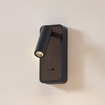 Lindby LED-Wandleuchte Tallis, schwarz, USB-C, beweglich