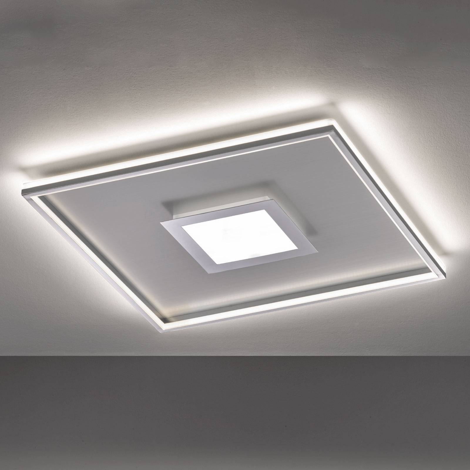 Lampa sufitowa LED Zoe, kwadratowa, chrom 80x80cm