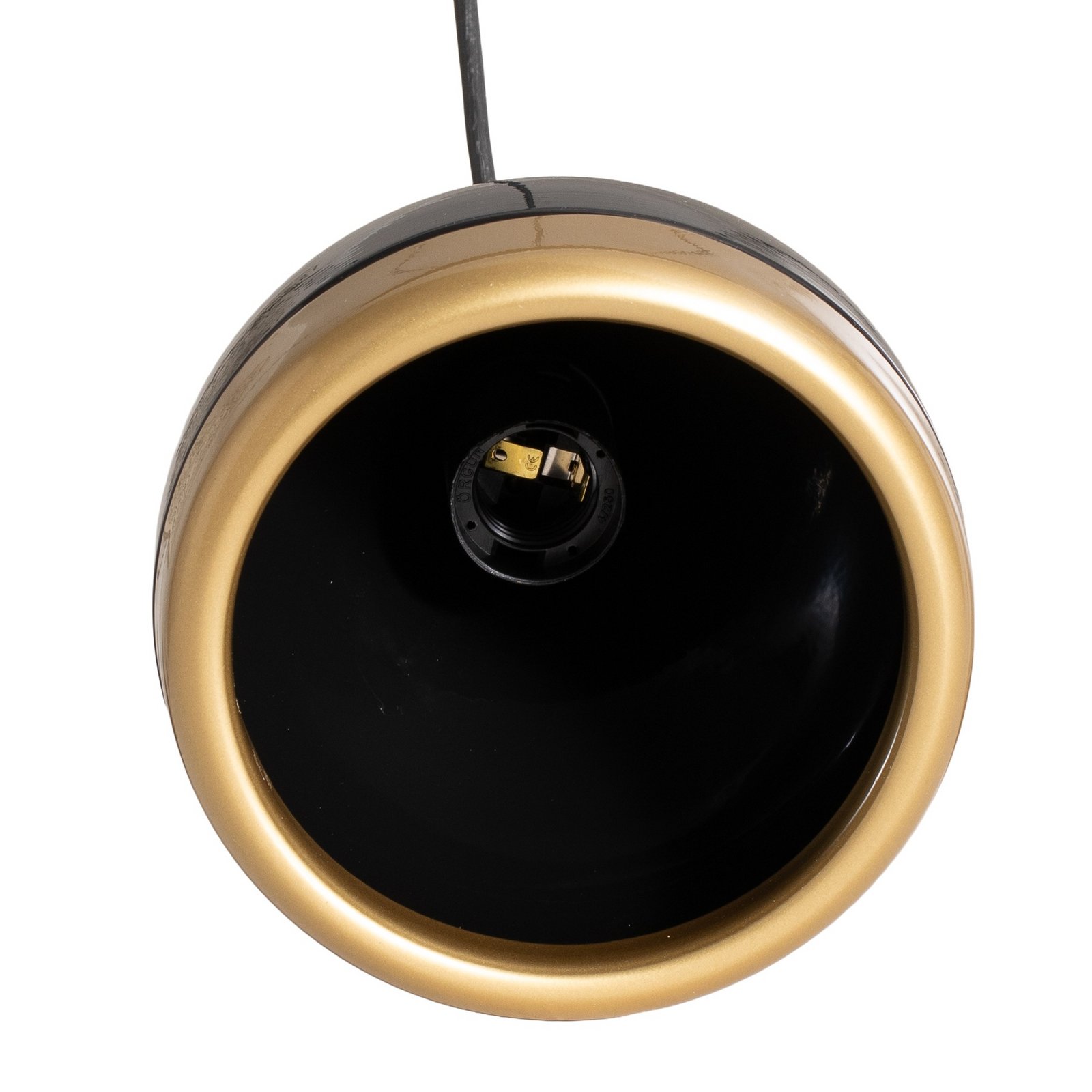 Hänglampa Yildo, svart/guld, 5 lampor. Längd 111 cm