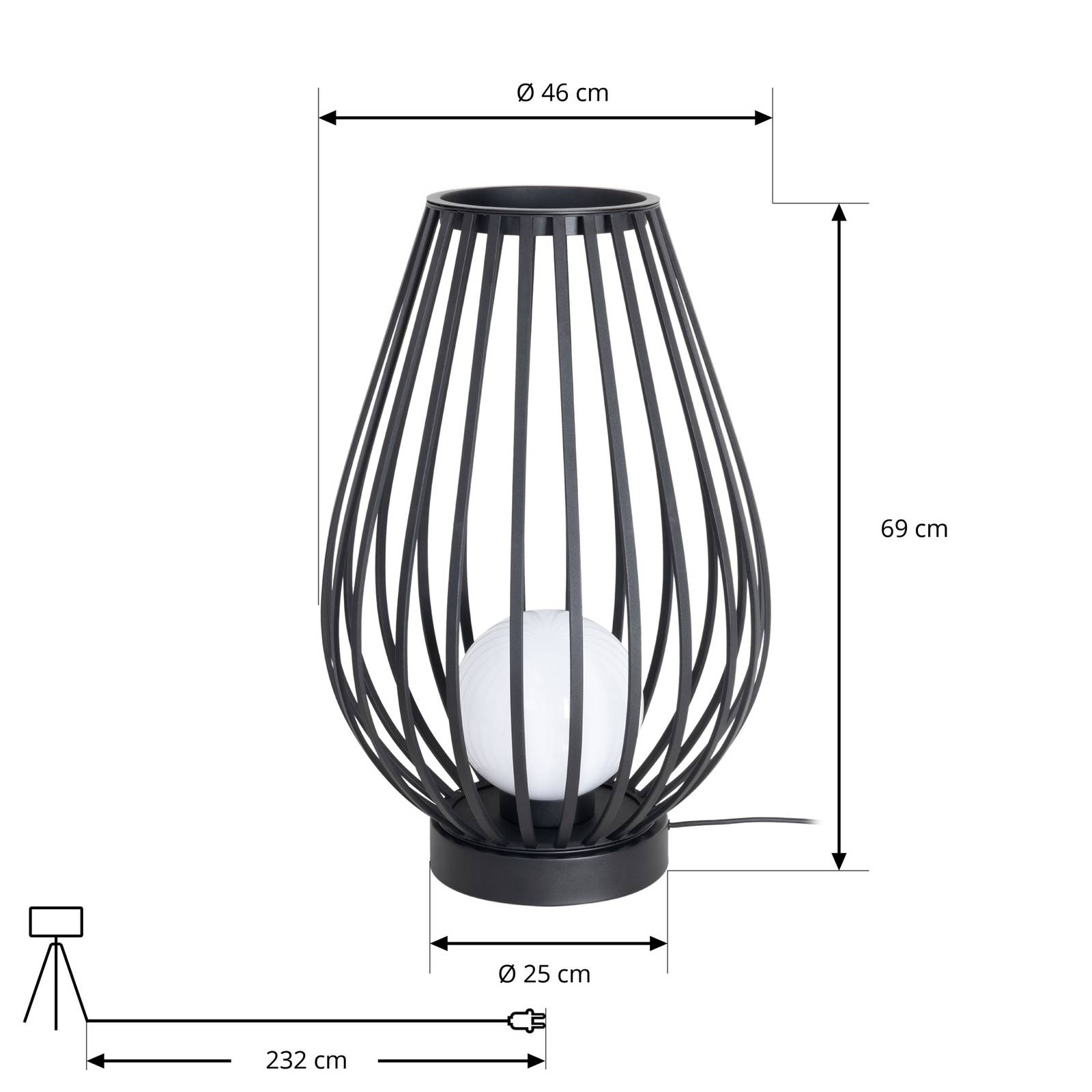 Lucande luminaire de terrasse Marrin noir métal cage