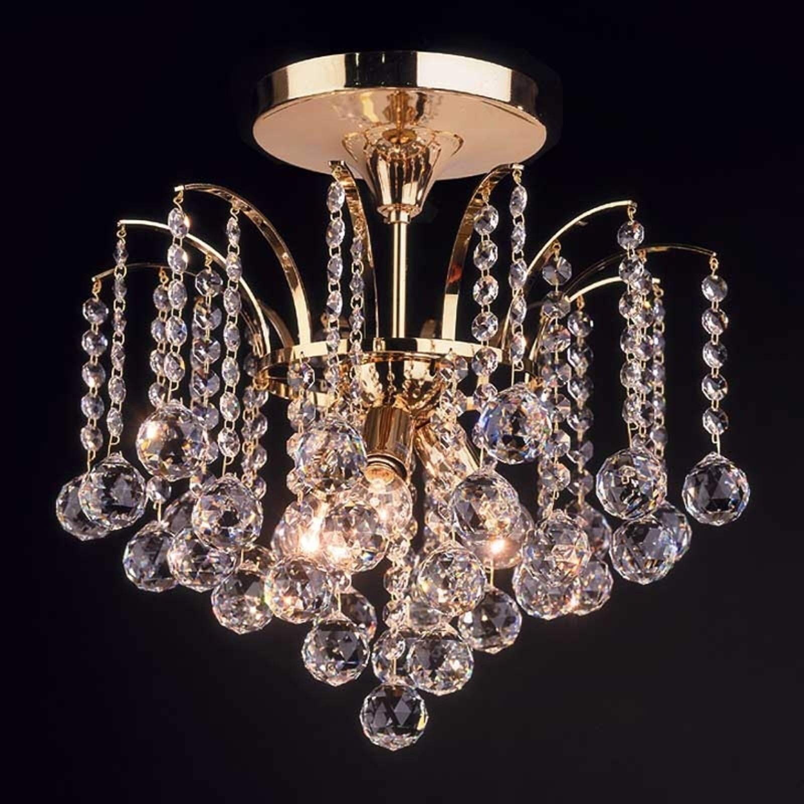 Lennarda ceiling light, crystal / gold 42 cm