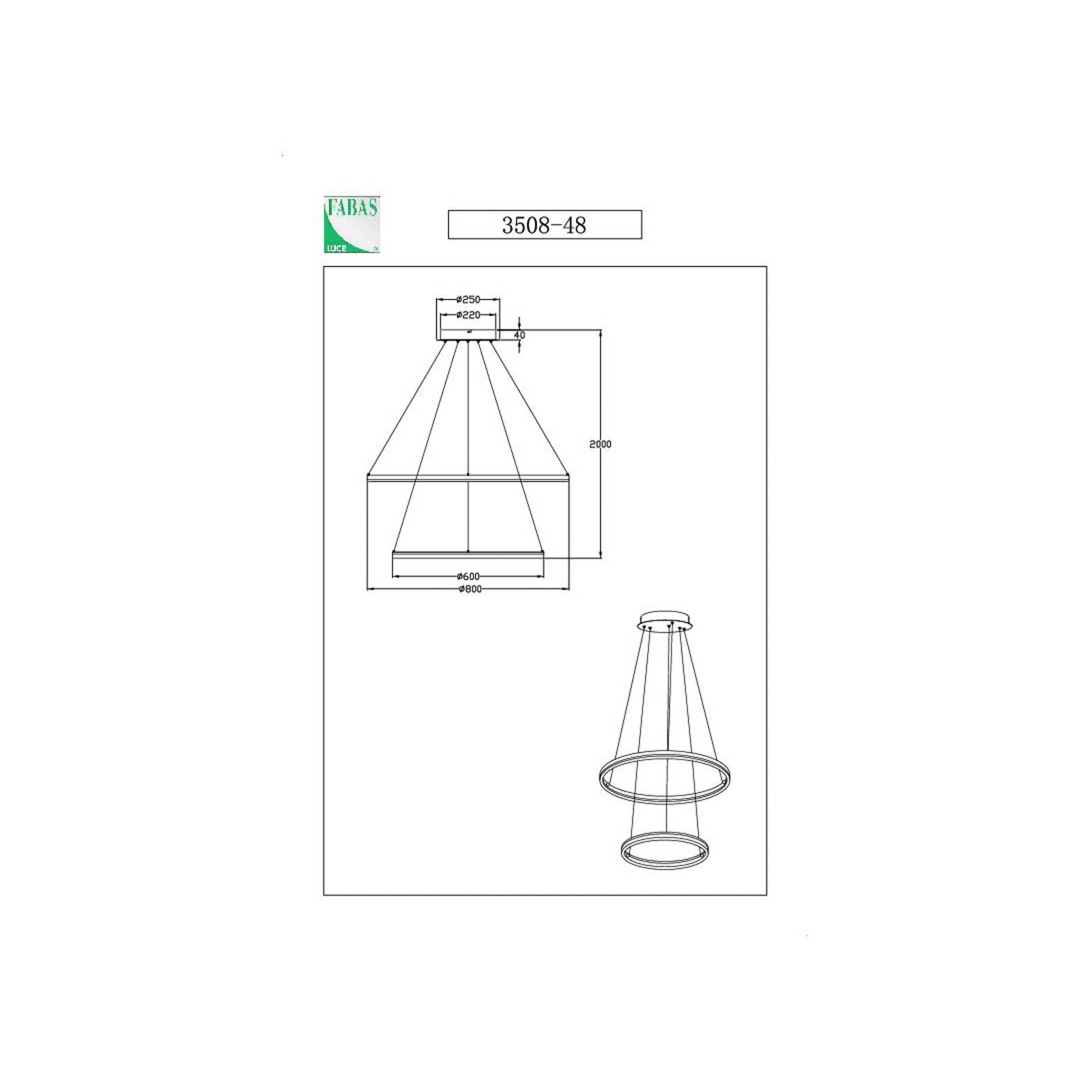 Fabas Luce Giotto LED-pendellampa Ø 80 cm 2 lampor svart