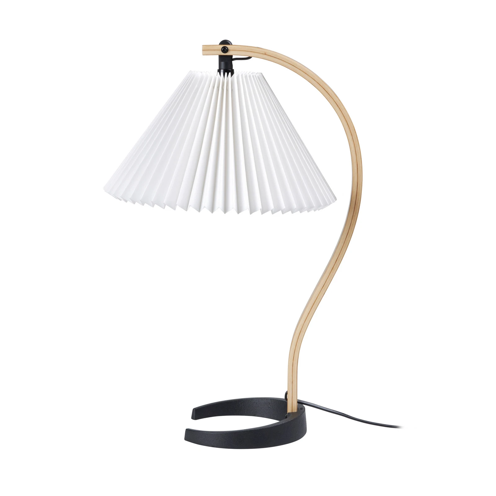 Gubi namizna svetilka Timberline, les/bela, platno, V 50 cm