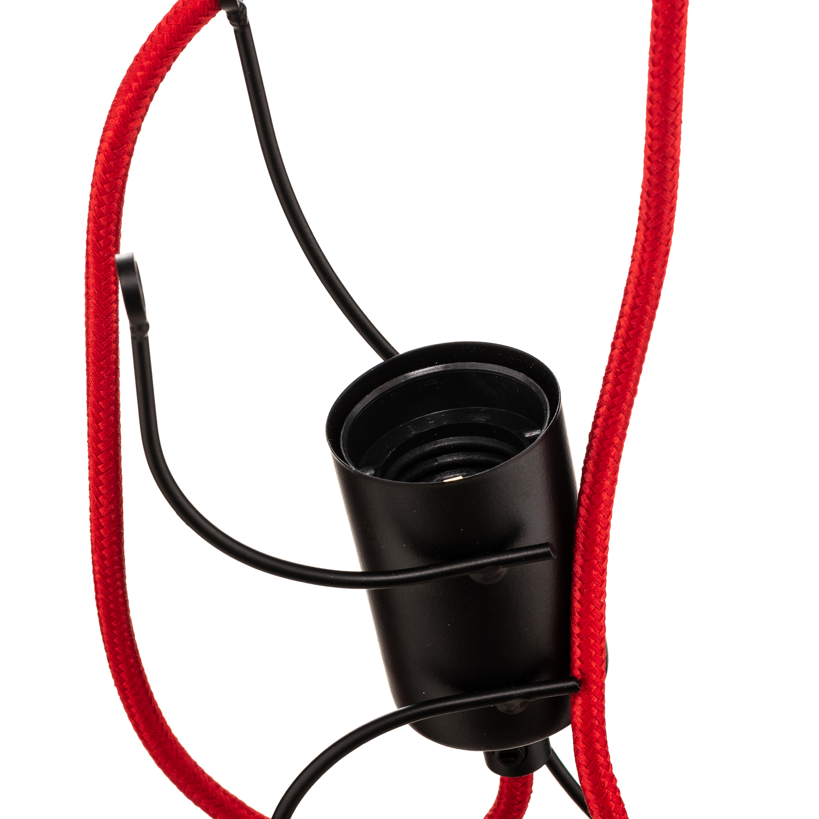 Hanglamp Bobi 2 in zwart, kabel rood, 2-lamps