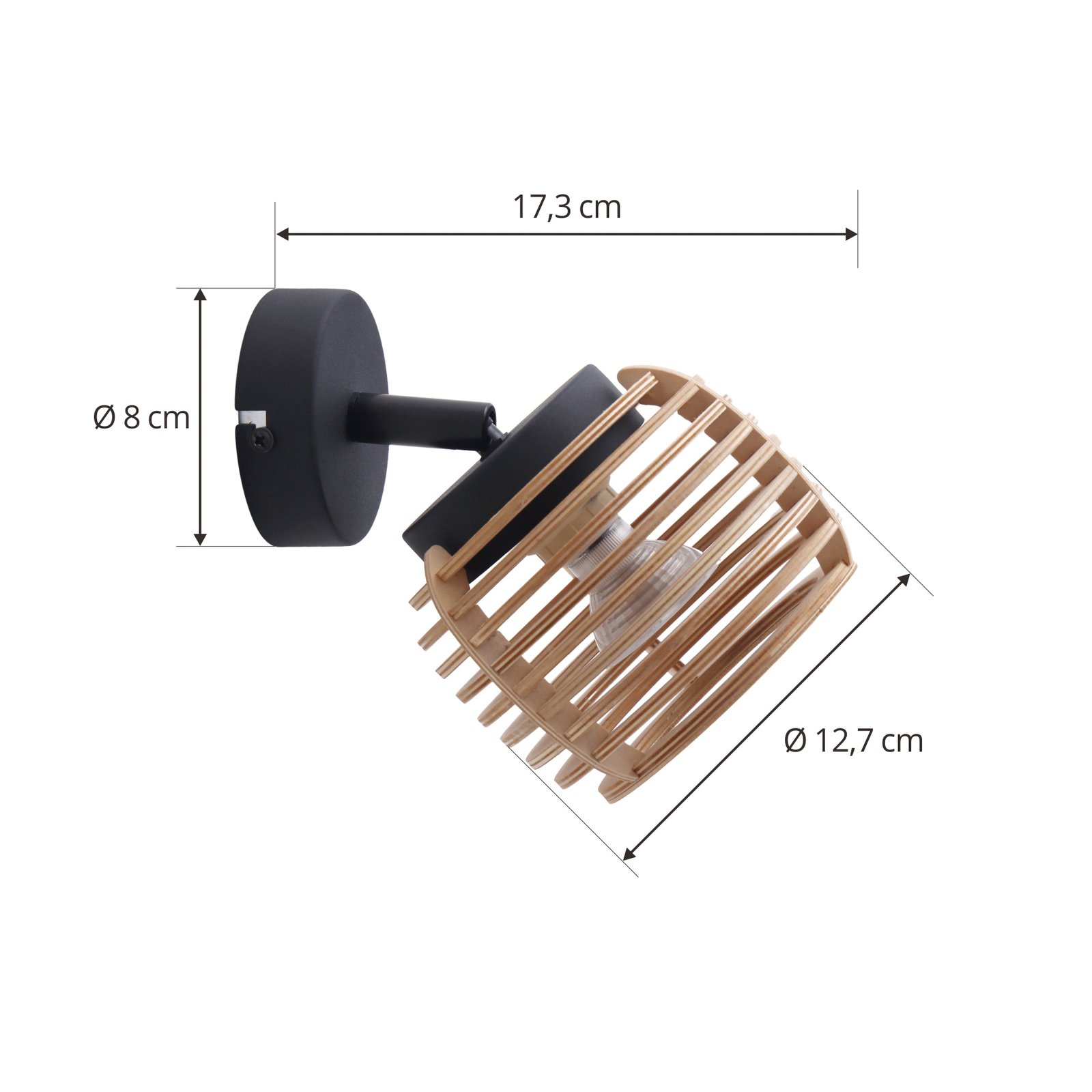 Ediz Vegglampe Wood/Black - Lindby