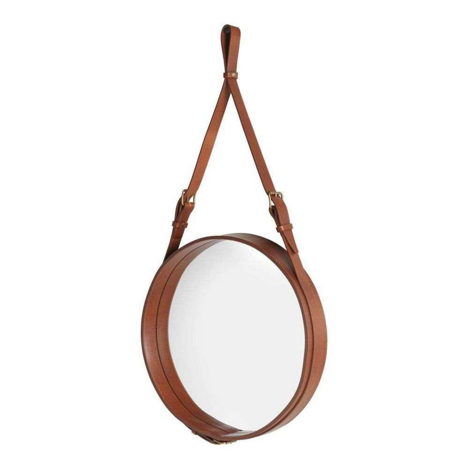 Adnet Wall Mirror Circular Ø45 Tan Leather - GUBI