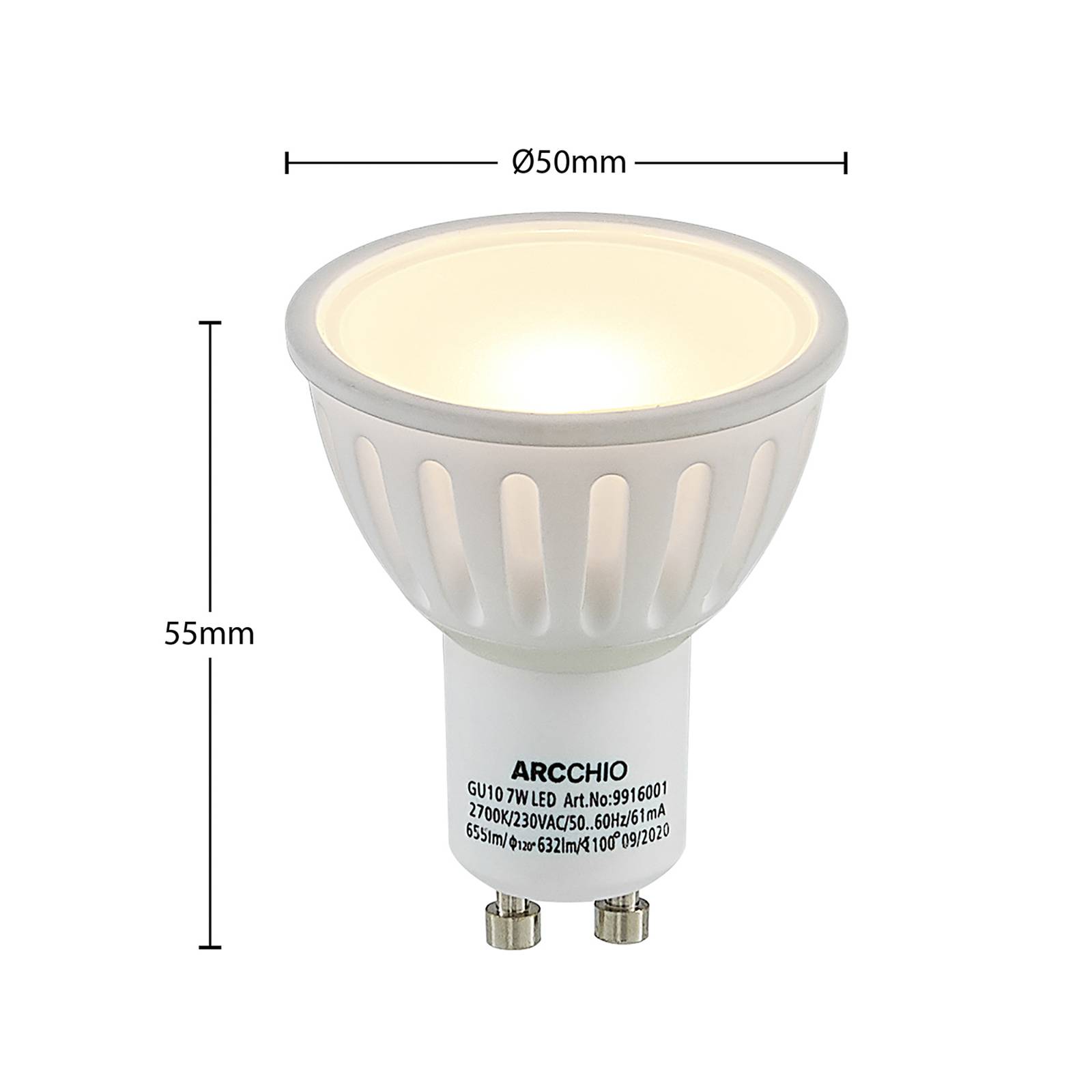 Photos - Light Bulb Arcchio GU10 LED bulb 100° 7W 2,700K 