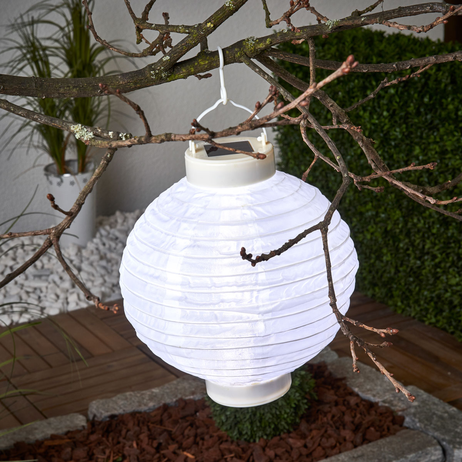 Lampion solaire LED Jerrit 20 cm, blanc
