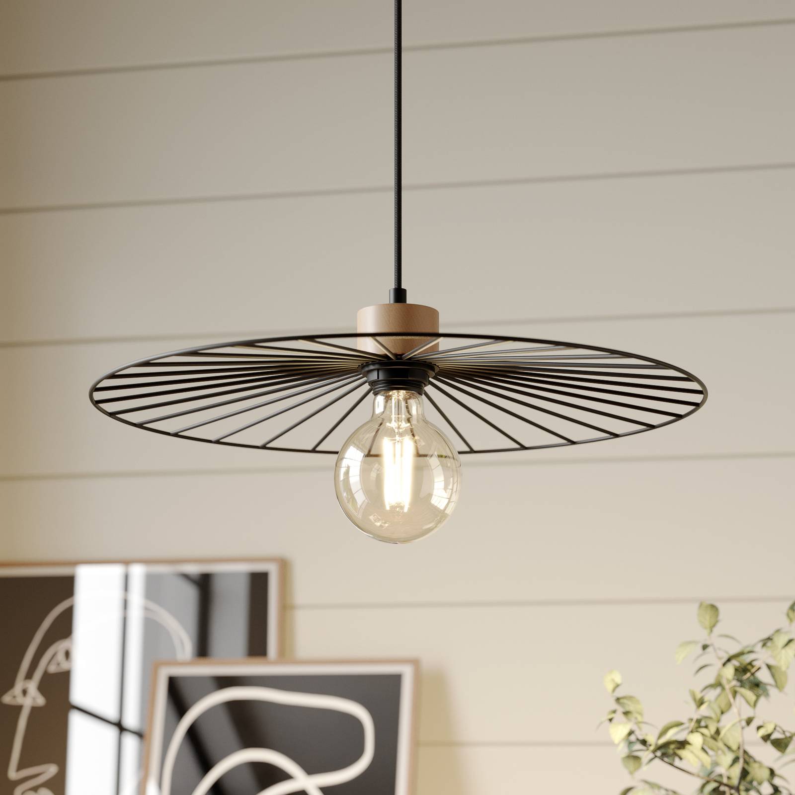 Envostar Yahel suspension chêne/noir Ø 45cm