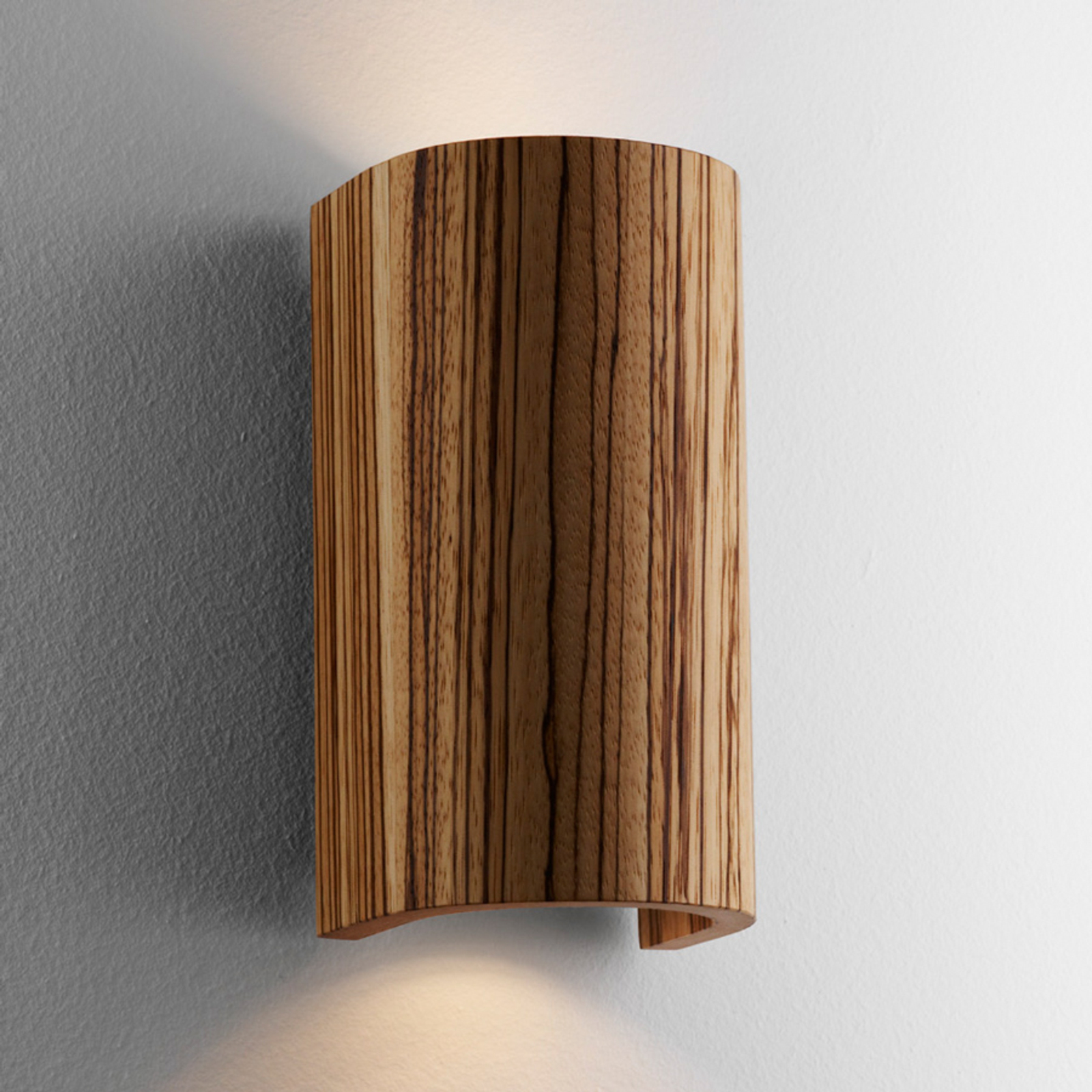Domus Beautiful Wall Light Tube Zebra Wood 17.5 cm, for Living / Dining Room, zebra wood veneer, GU10, 35 W, energy efficiency: A++, W: 9 cm, H: 17.5 cm