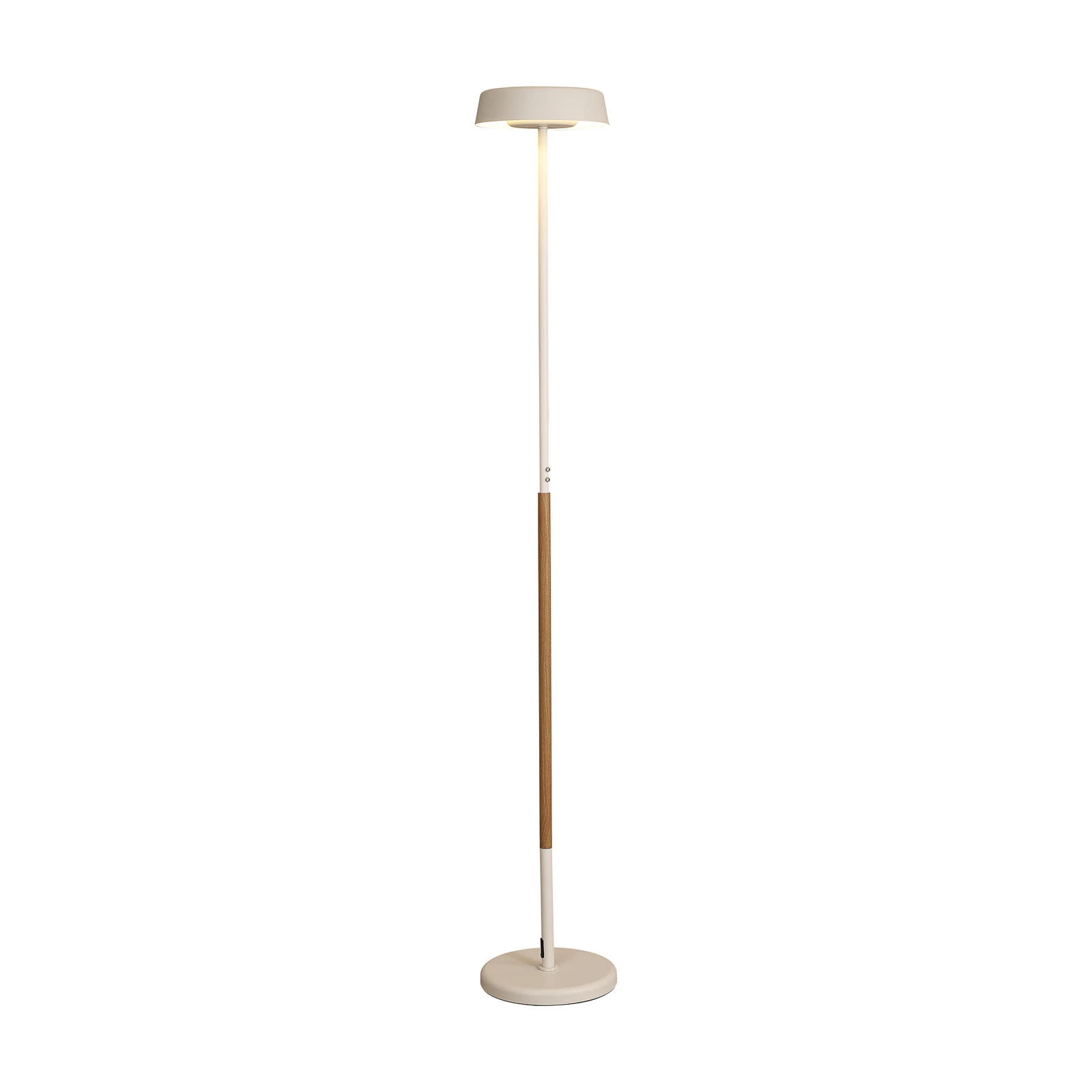 LED podna lampa Noa II, dimer na dodir, čelik, bijela/boja drveta
