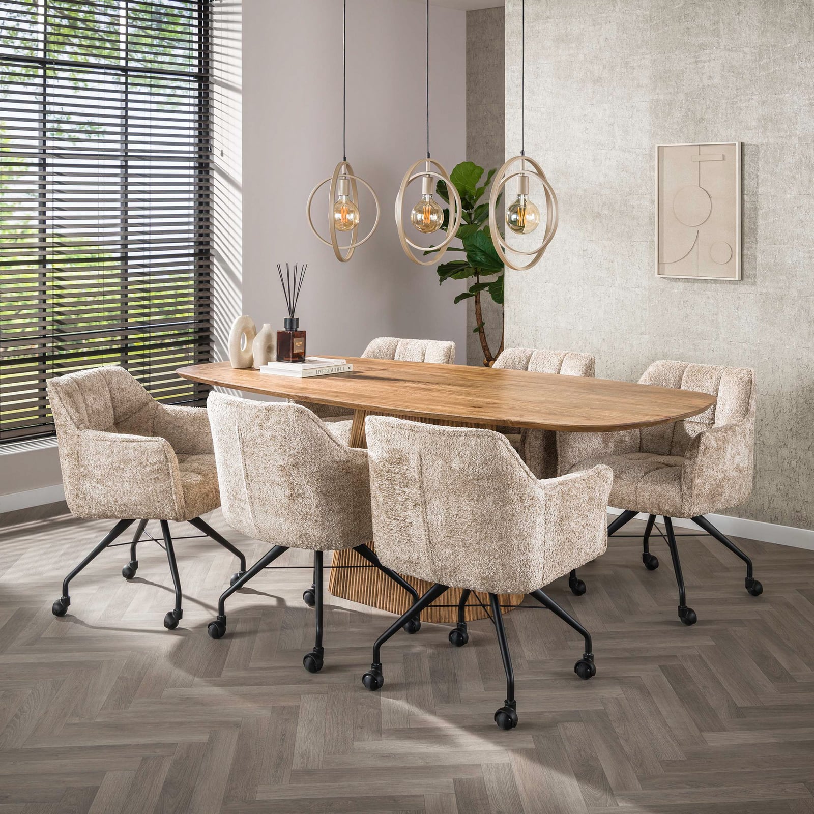 Pendellampe Turn Around, beige, 3-flammig, 130 cm, E27