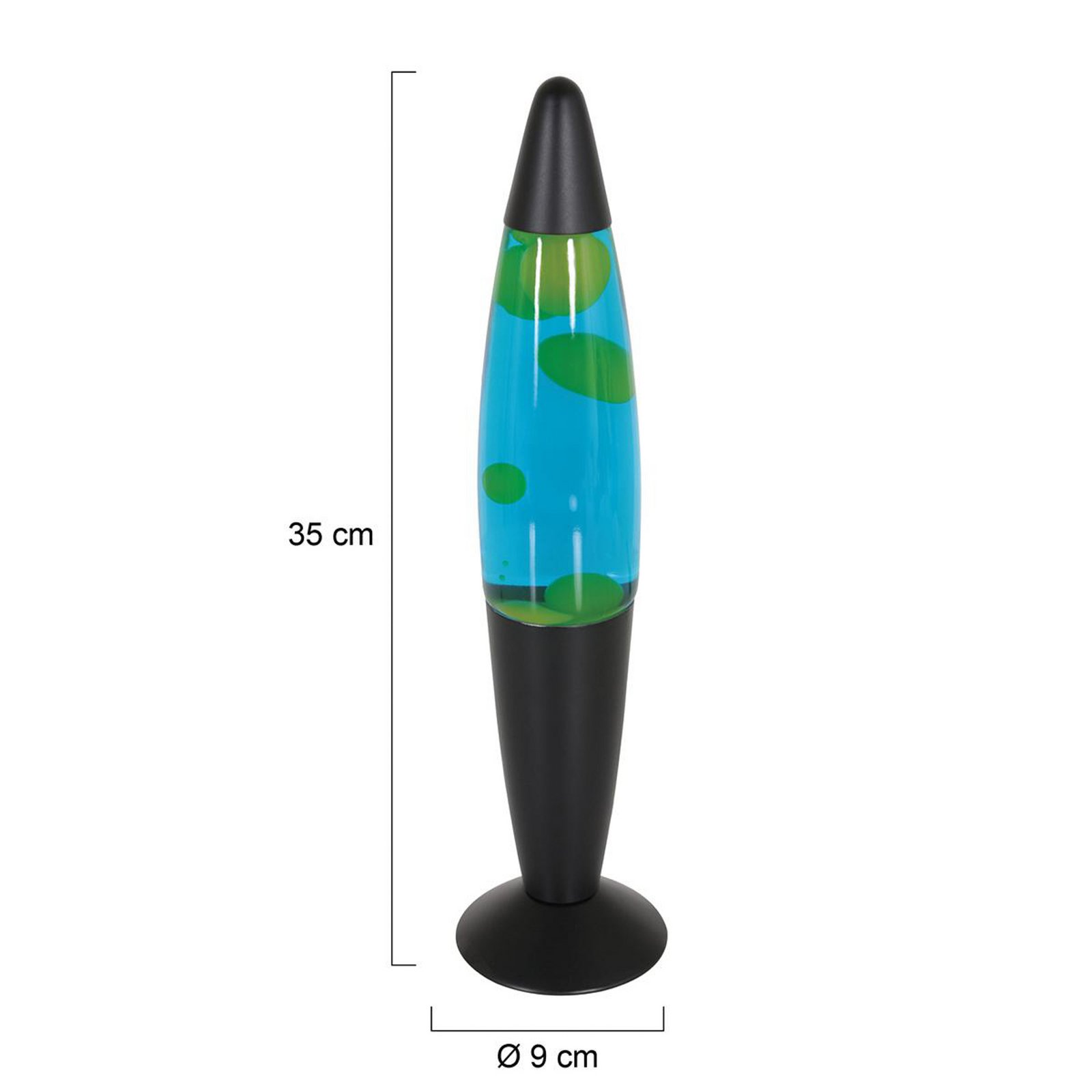 Lavalampe Volcan 3116, schwarz, grün-blaue Flüssigkeit, E14