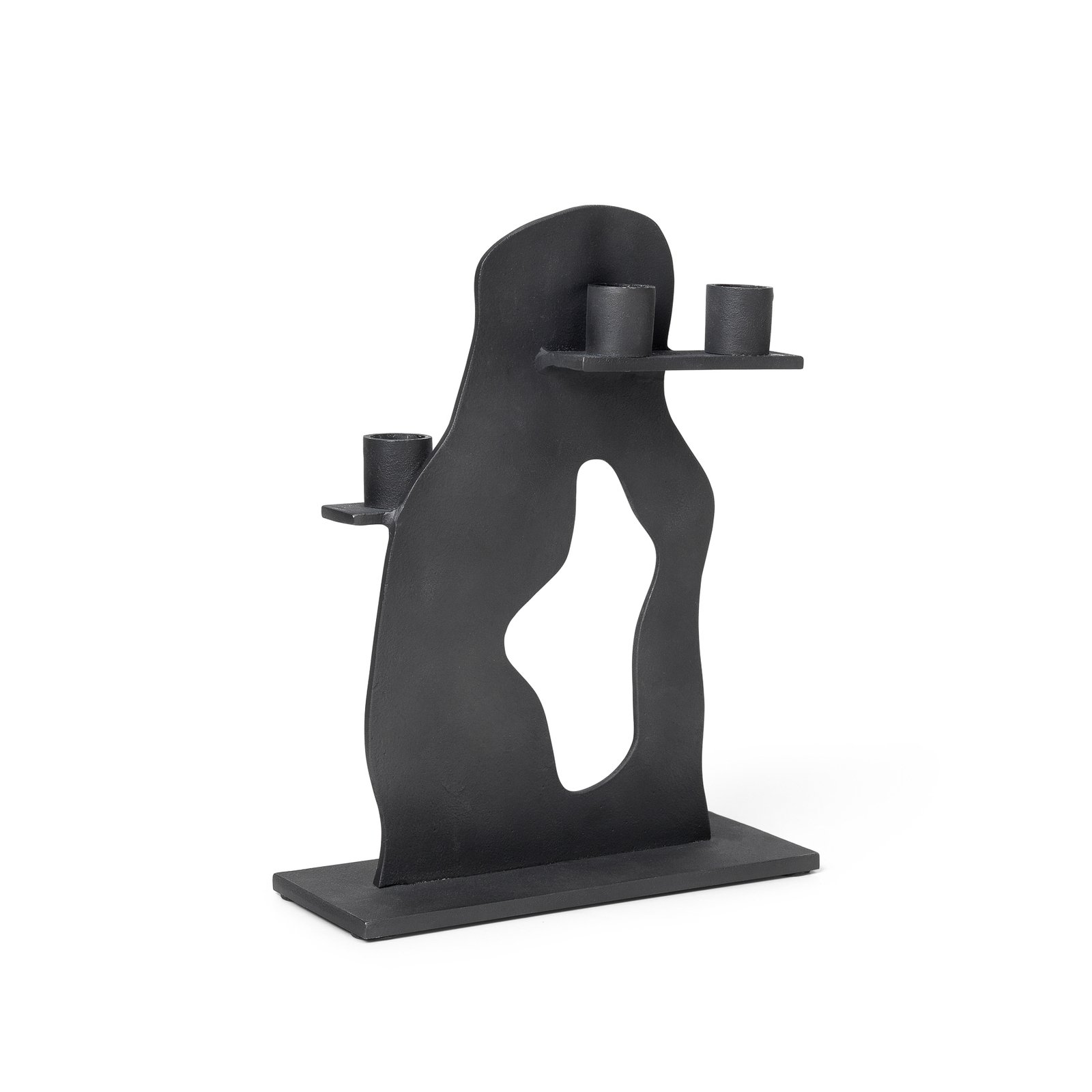 ferm LIVING Candlestick Erode, black, aluminium