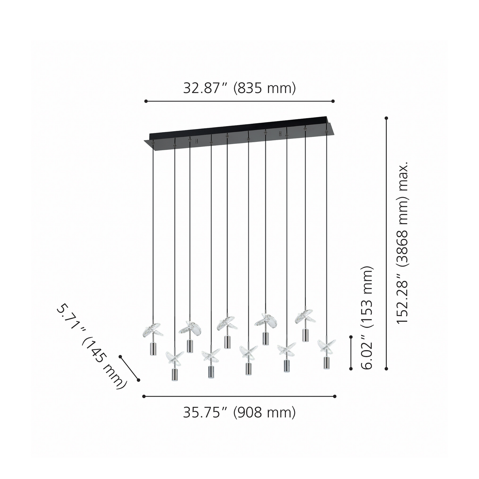 Suspension LED Comareira nickel 91 cm CCT - Stars of Light