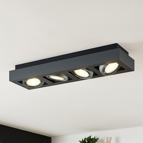 Deckenstrahler Ronka, 4-fl., lang, dunkelgrau
