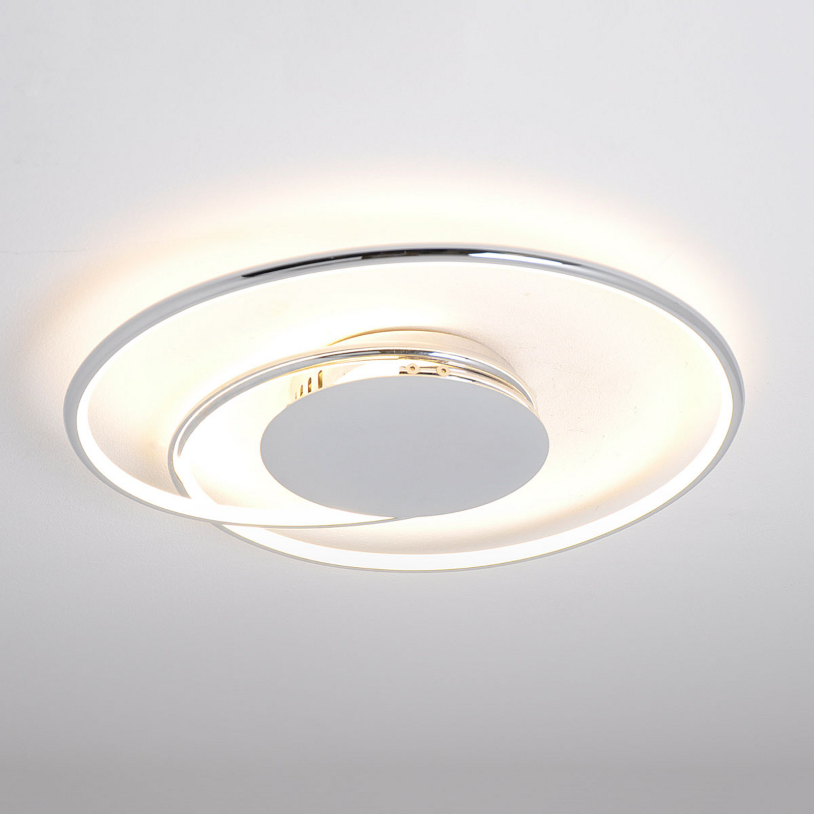 Lindby plafonieră LED Joline Ø 46 cm cromată metal - Camera de zi / sufragerie - modern - alb crom