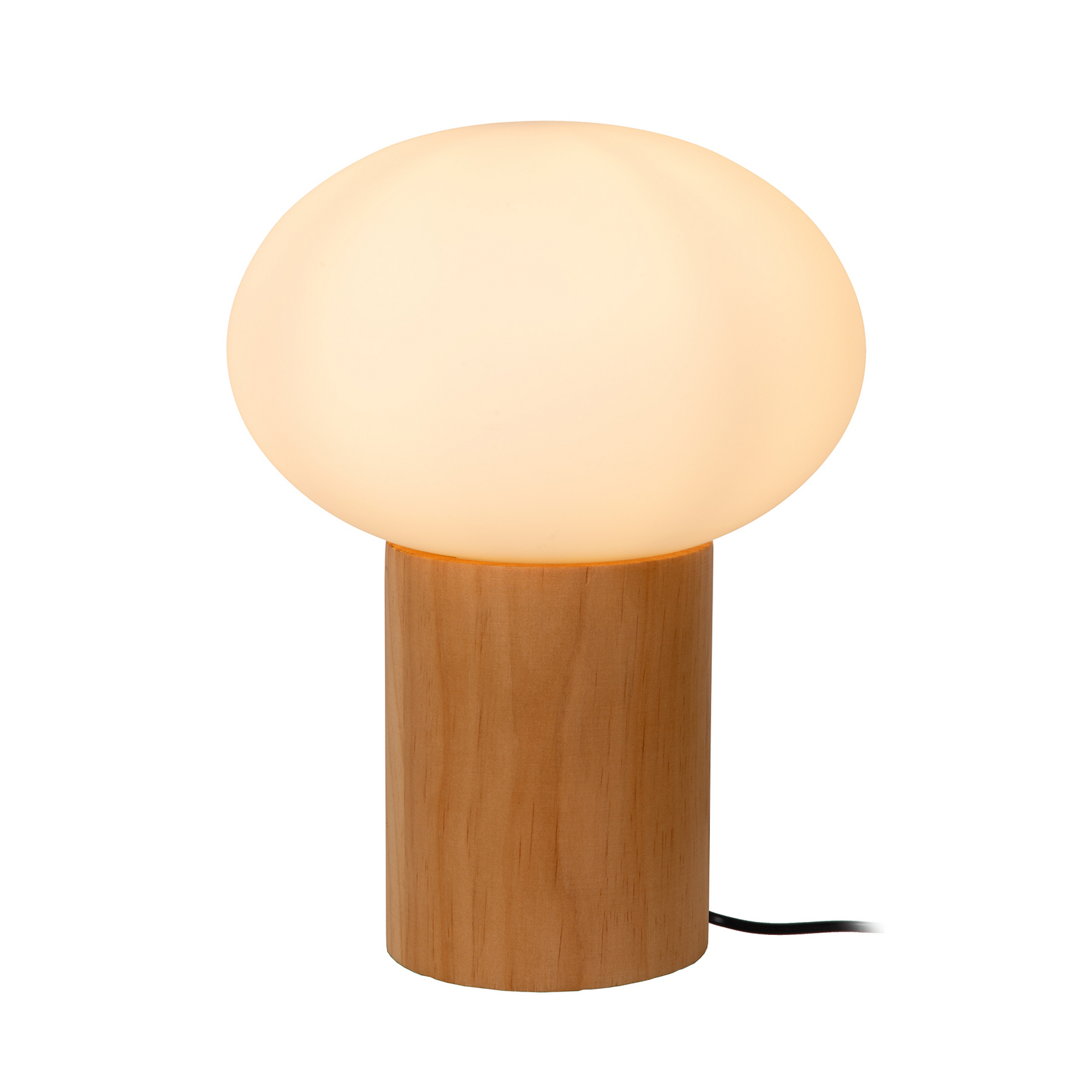 Tafellamp Birtle, hoogte 38 cm, wit/licht hout, hout/glas