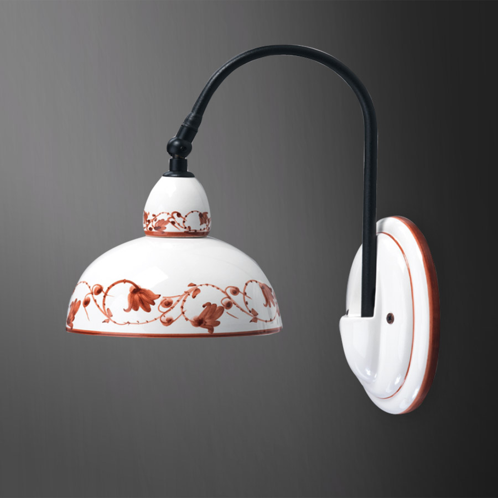 Eurokeramic Brown-patterned ceramic wall light Murano II, for Living / Dining Room, ceramics, iron, E14, 40 W, energy efficiency: A++, H: 32 cm