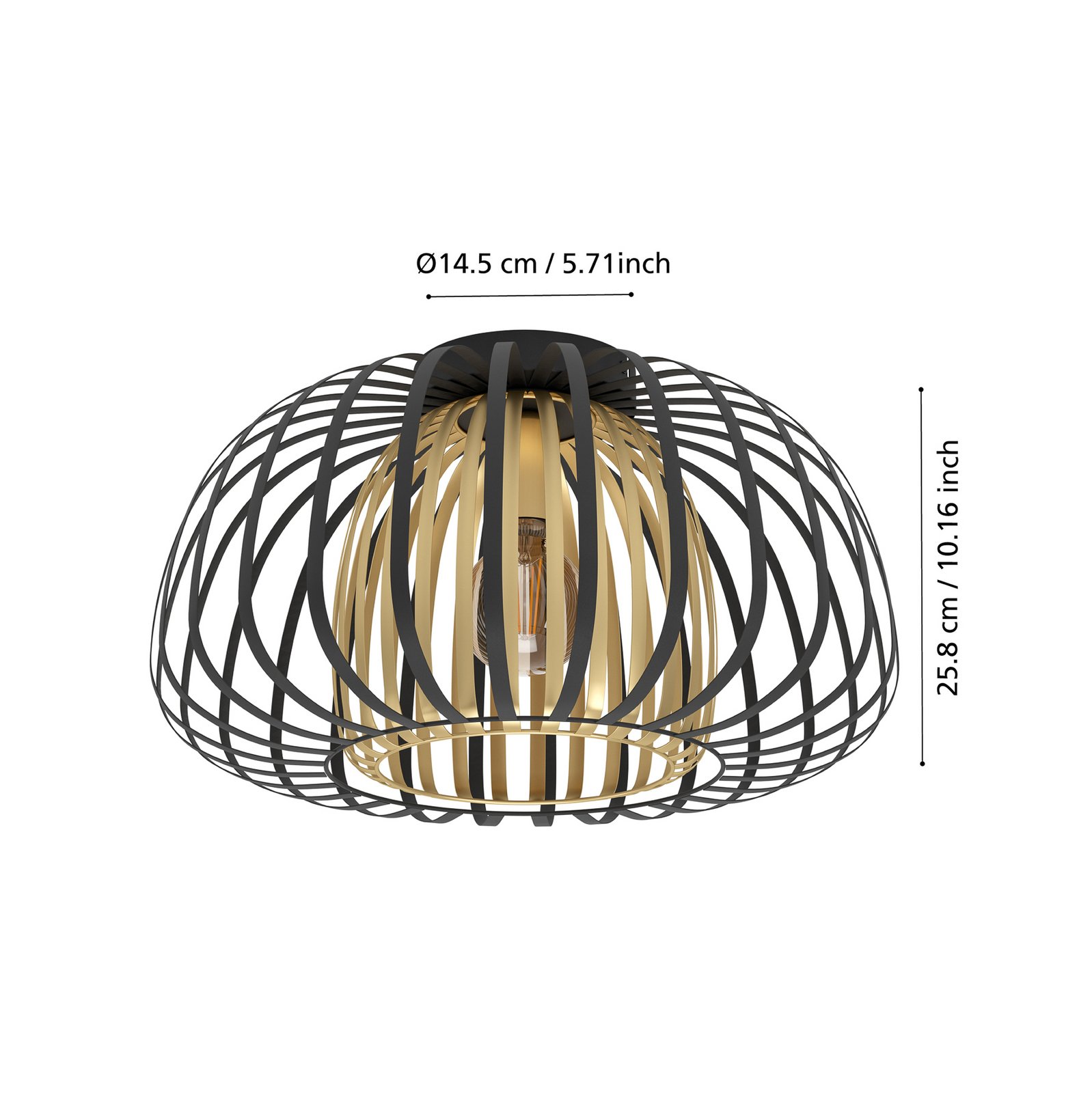 Encinitos ceiling light, black/brass