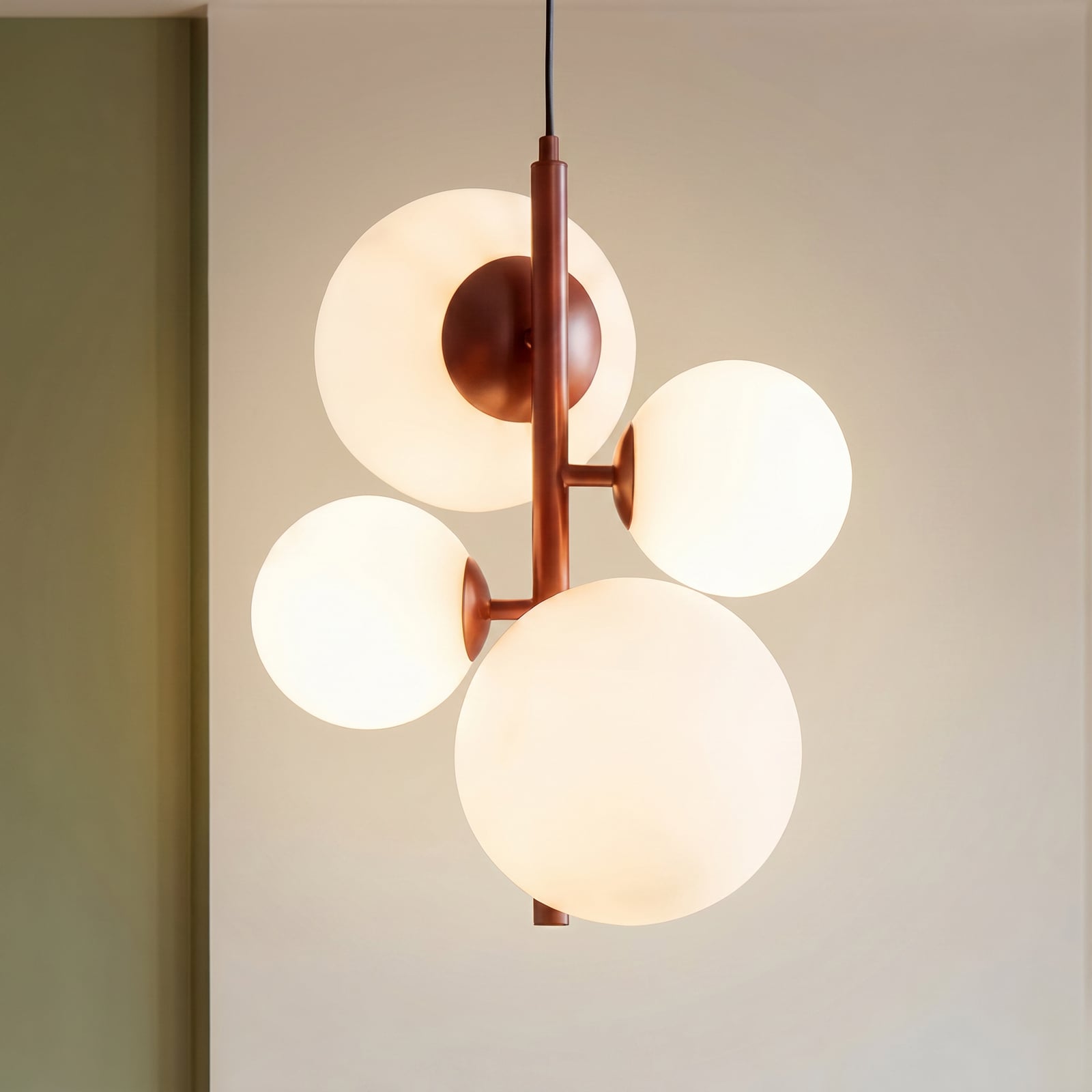 Joel hanglamp, wijnrood/wit, 4-lamps - ALDEX