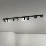 Spot pour plafond Sean, noir, à 8 lampes, acier, aluminium, GU10