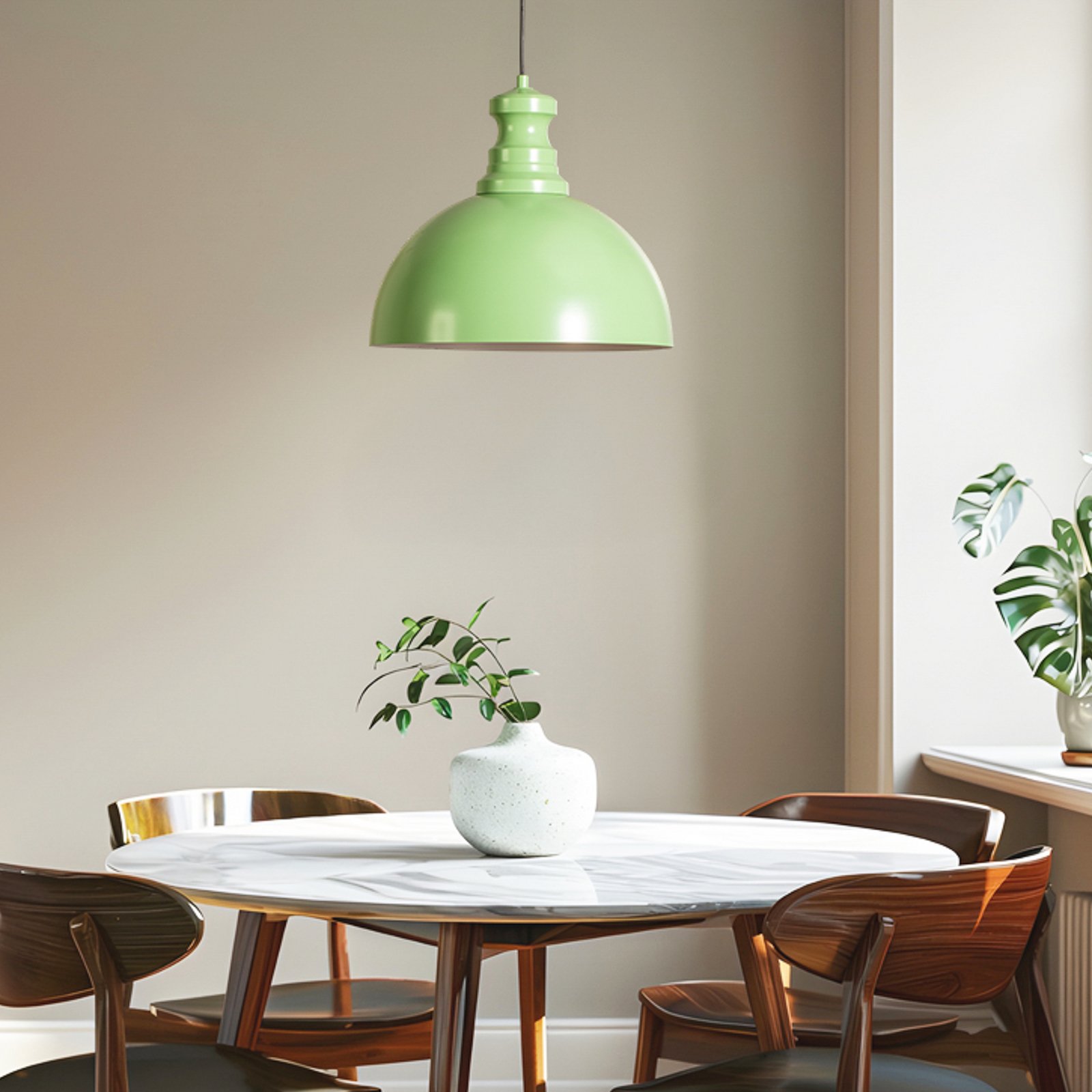 Pendellampe Kure, mintgrønn, metall, Ø 40 cm E27