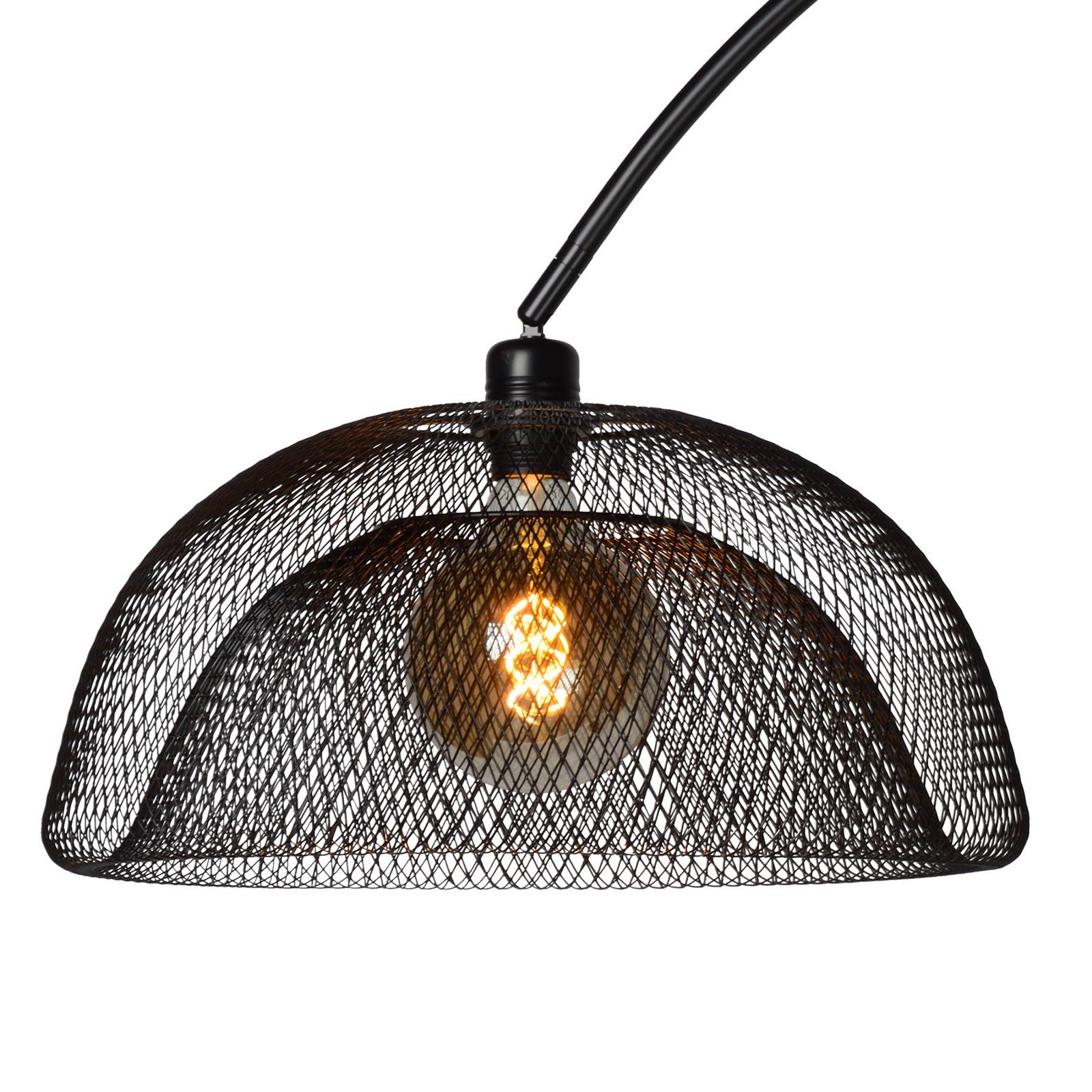 Lampa podłogowa Mesh, czarna, lampa łukowa