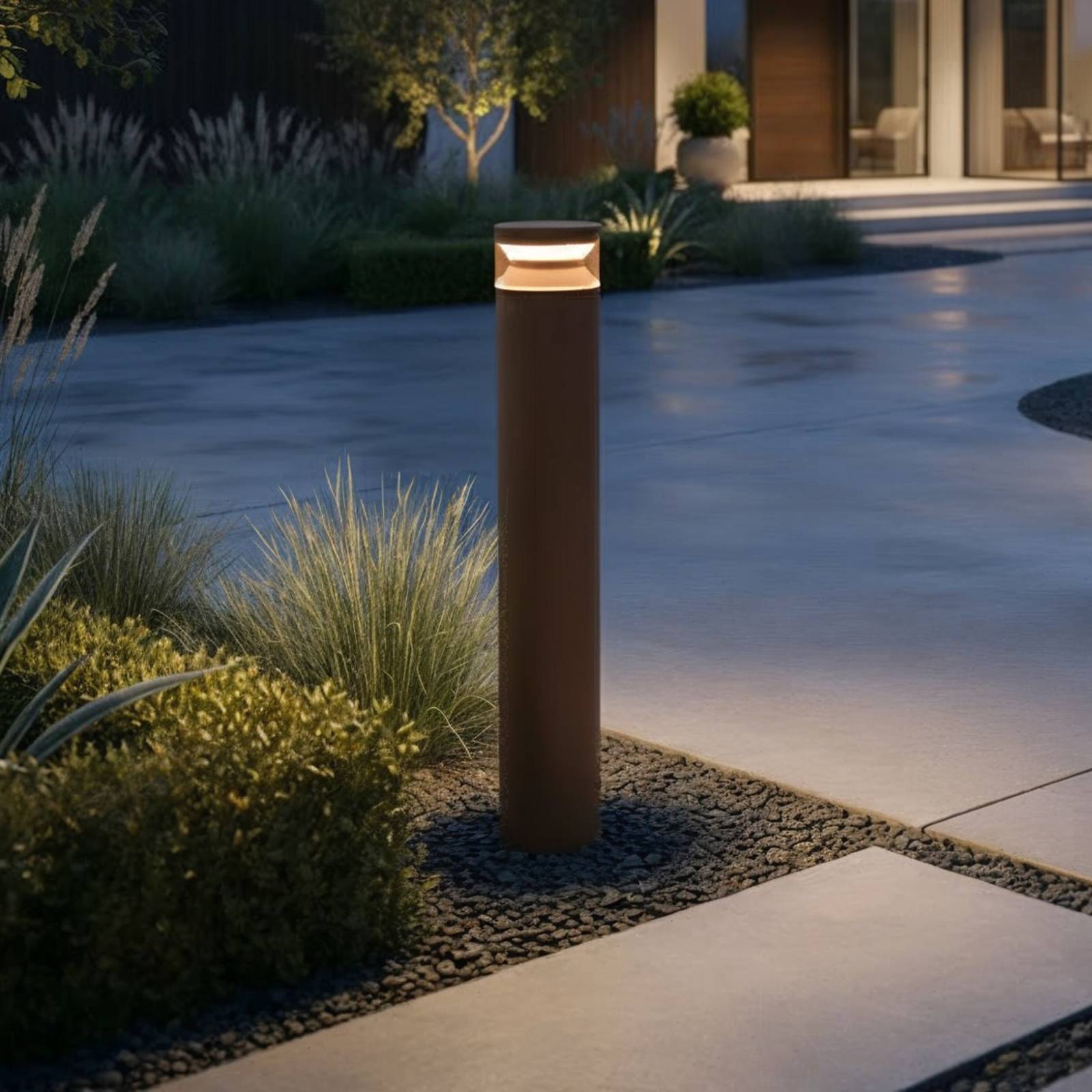 Ideallux Borne lumineuse LED Ideal Lux Boeing, hauteur 100 cm, brun café