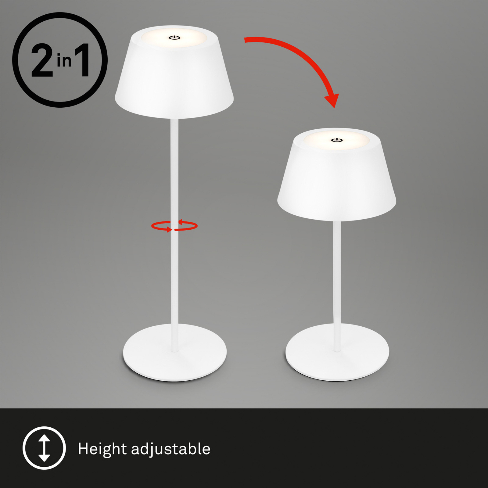 LED table lamp Kiki with rechargeable battery RGBW, white