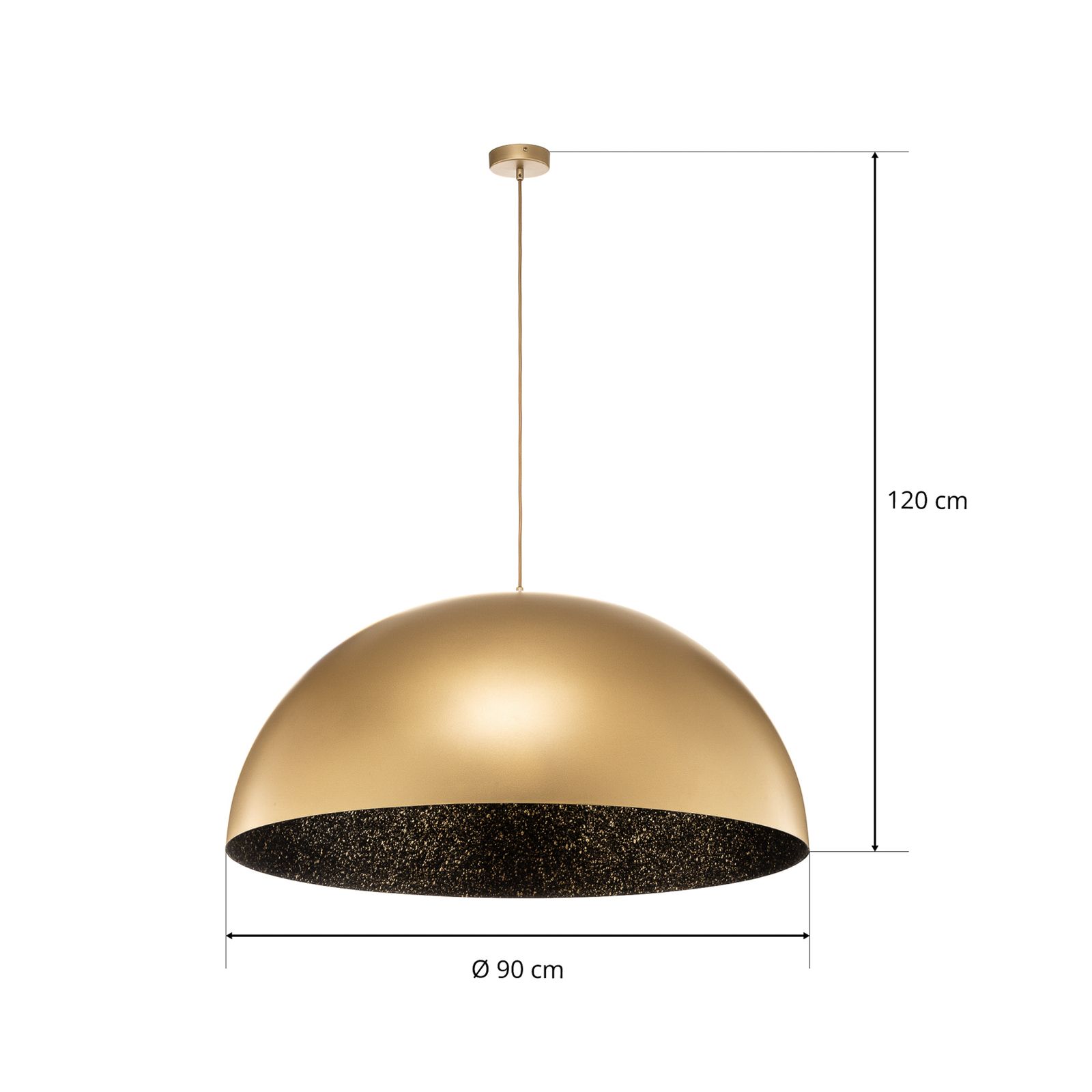 Fera pendant light, gold/black speckled, Ø90cm