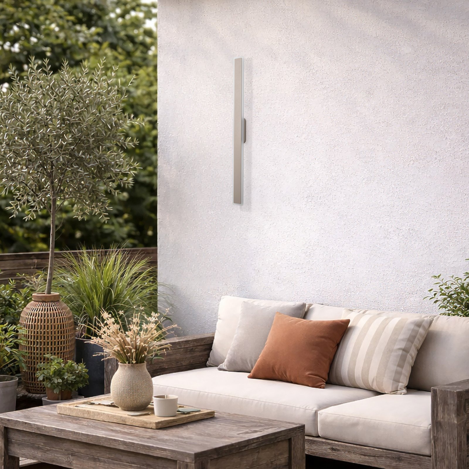 LED-vegglampe Isla, sand, aluminium, høyde 100 cm, IP54