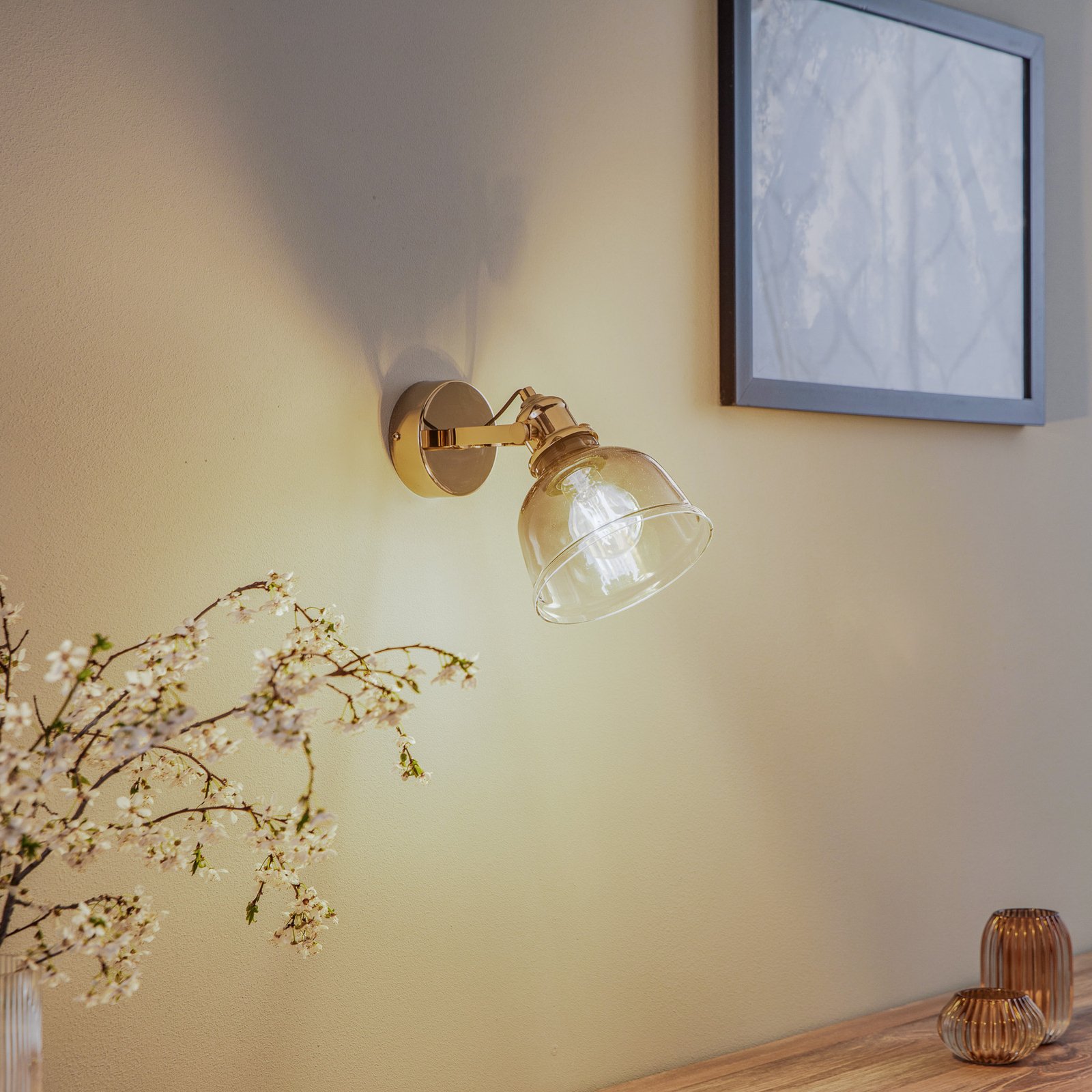 Mago wall light, gold, 1-bulb